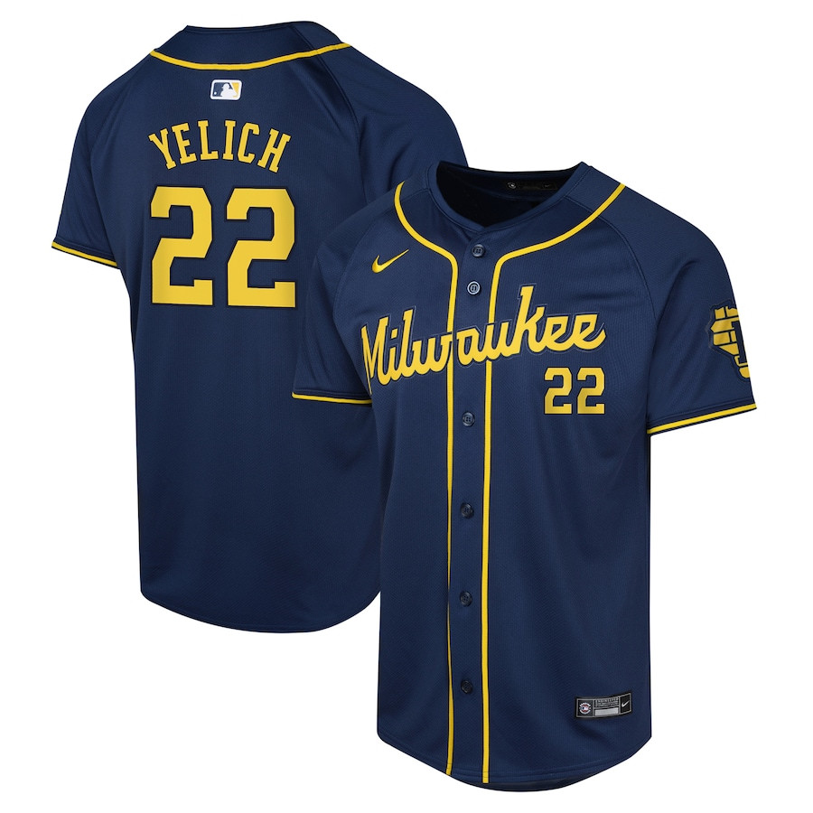 Christian Yelich Milwaukee 22 Brewers Alternate Limited YOUTH Jersey - Navy 