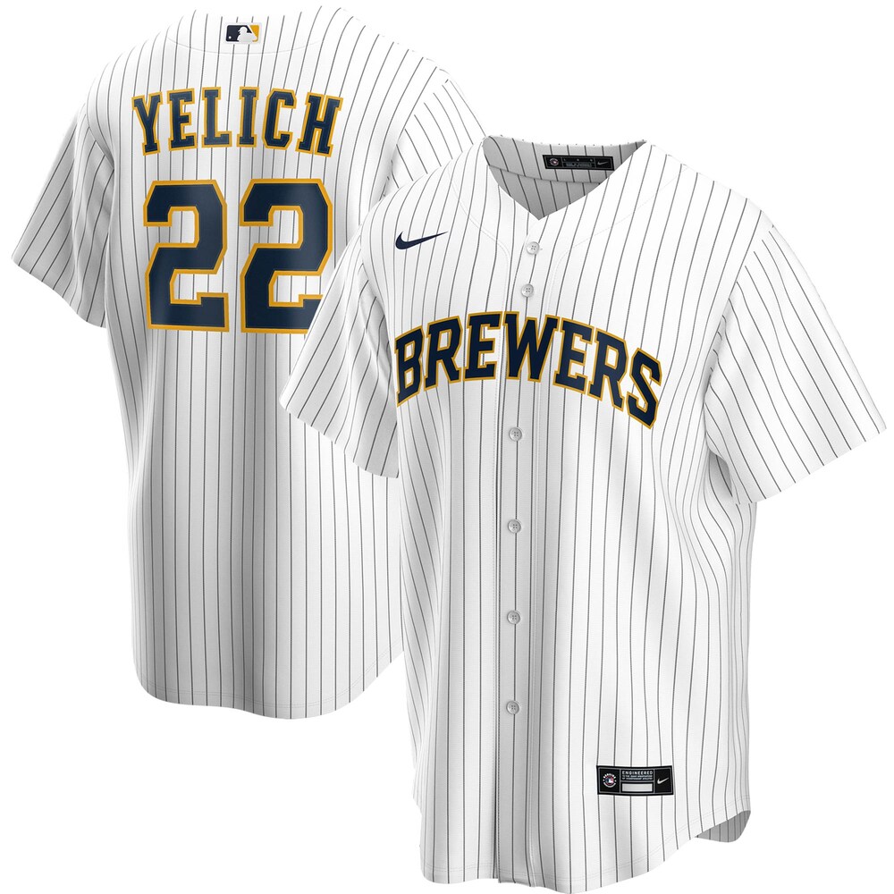 Christian Yelich Milwaukee Brewers Alternate 2020 Player Jersey - White/navy