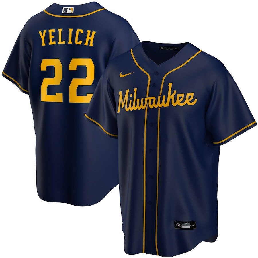 Christian Yelich Milwaukee Brewers Alternate 2020 Replica Player Jersey - Navy