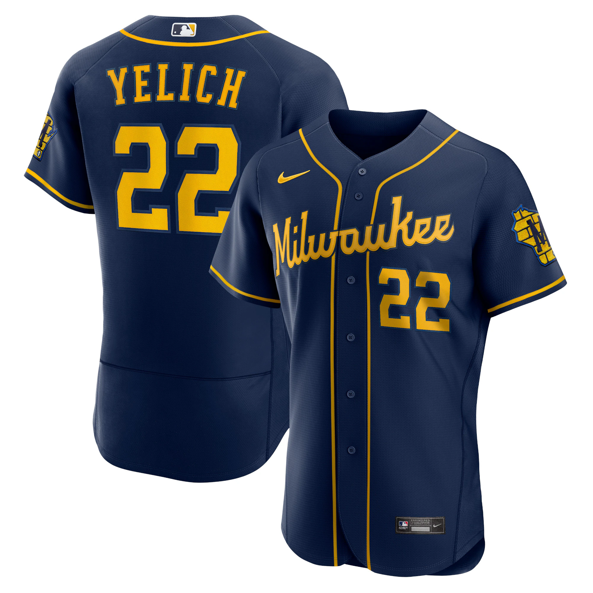 Christian Yelich Milwaukee Brewers Alternate Authentic Player Jersey – Navy