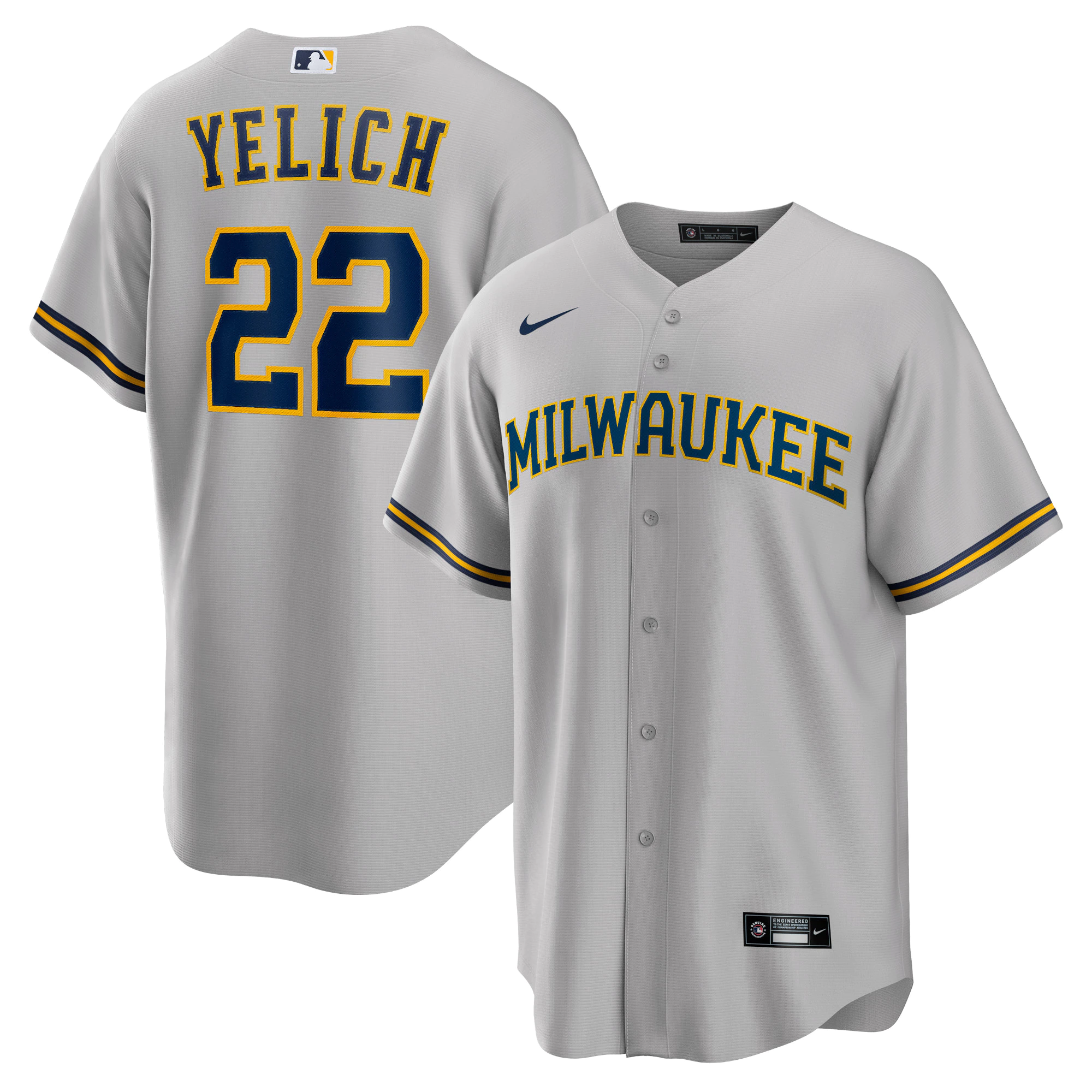 Christian Yelich Milwaukee Brewers Alternate Replica Player Baseball Jersey – Gray