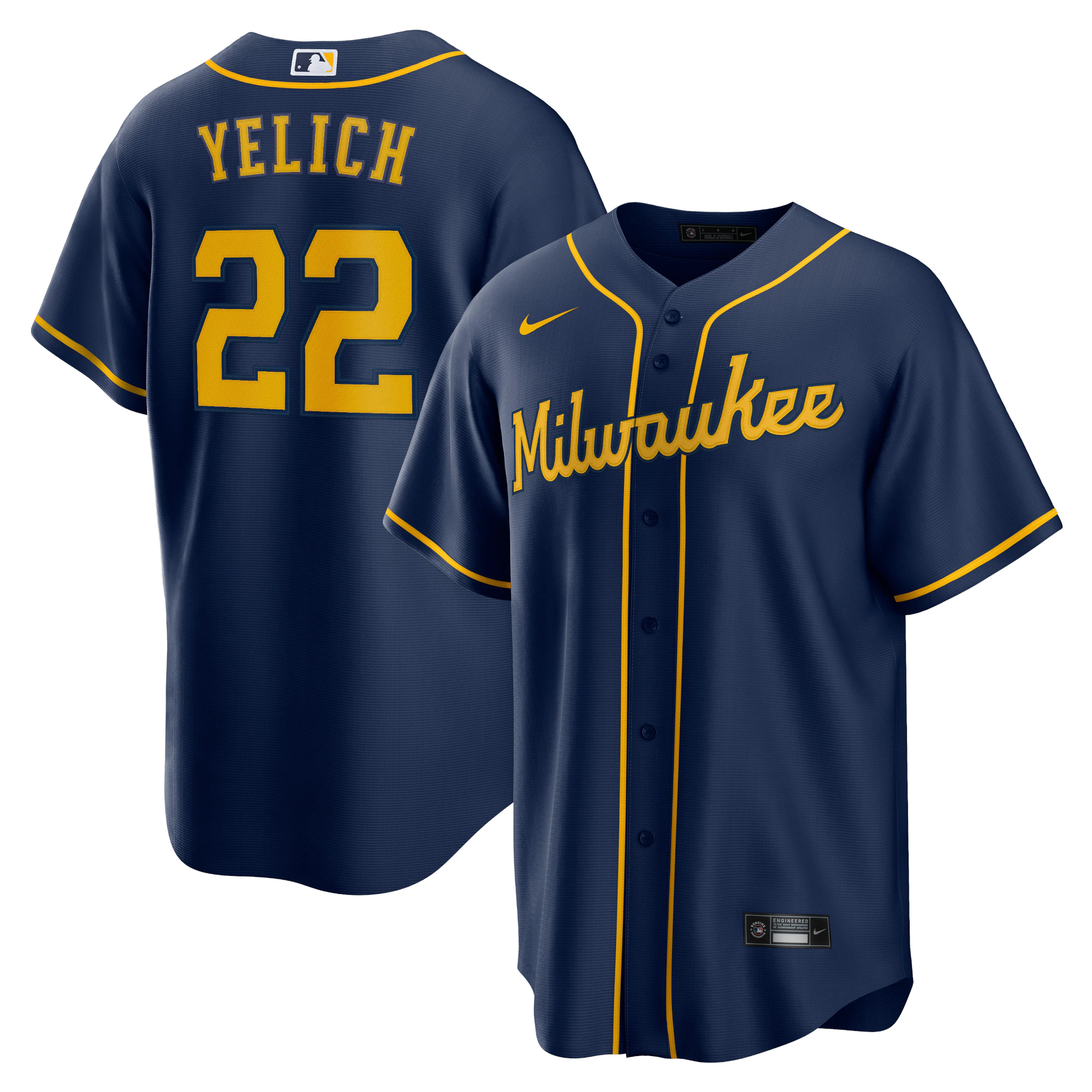Christian Yelich Milwaukee Brewers Alternate Replica Player Baseball Jersey – Navy