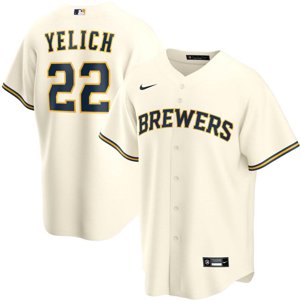 Christian Yelich Milwaukee Brewers Home 2020 Player Baseball Jersey - Cream