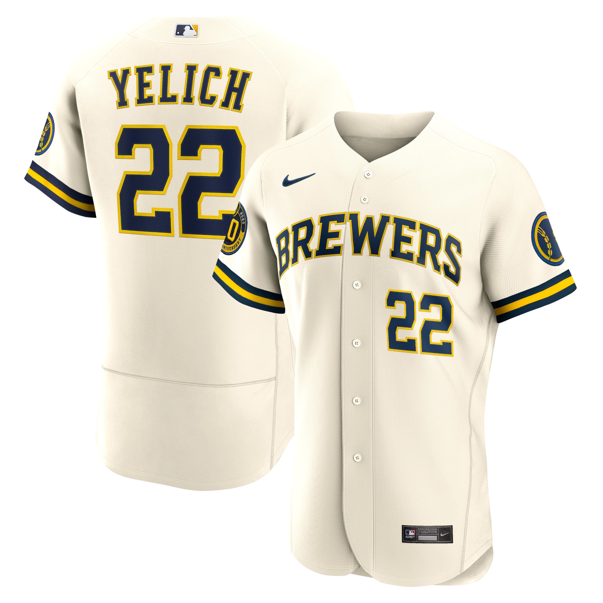 Christian Yelich Milwaukee Brewers Home Authentic Player Baseball Jersey - Cream
