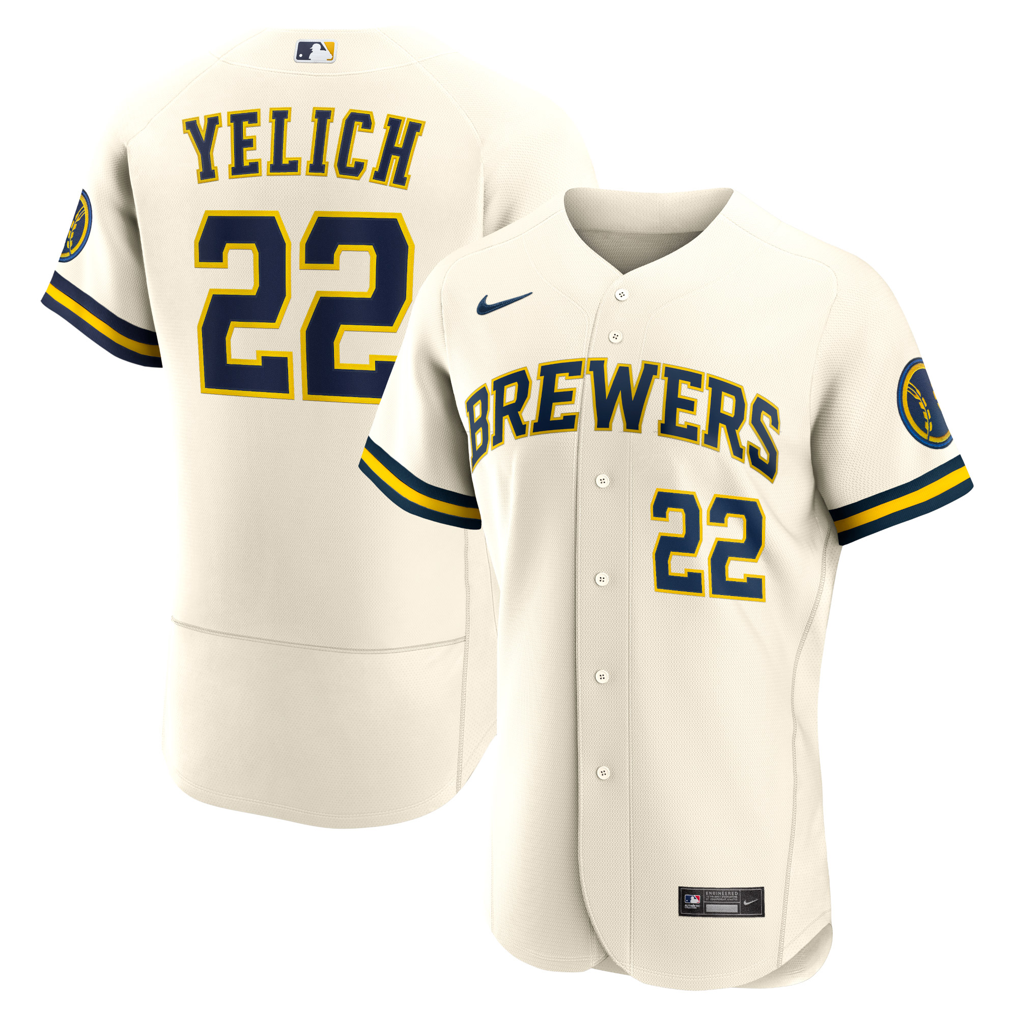 Christian Yelich Milwaukee Brewers Home Wordmark Authentic Player Baseball Jersey - Cream
