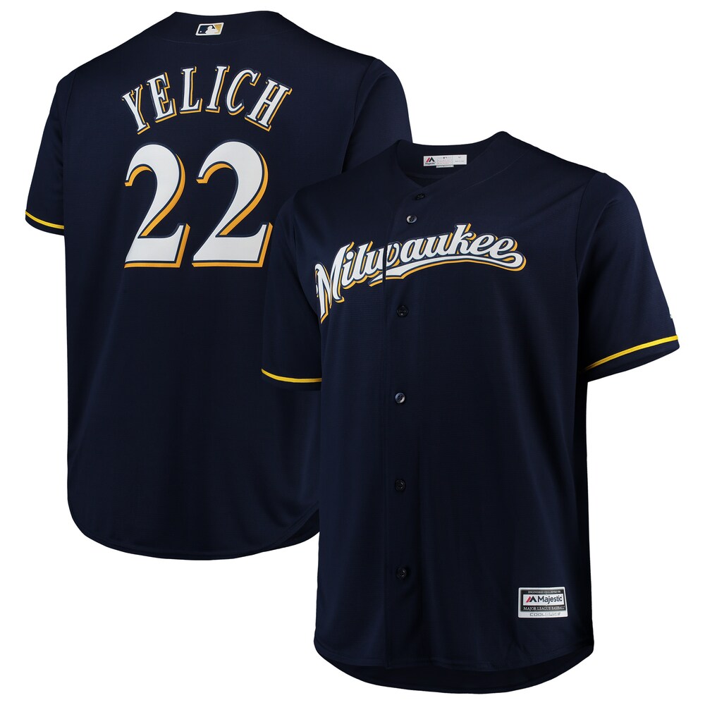 Christian Yelich Milwaukee Brewers Majestic Big & Tall Alternate Road Cool Base Player Jersey - Navy