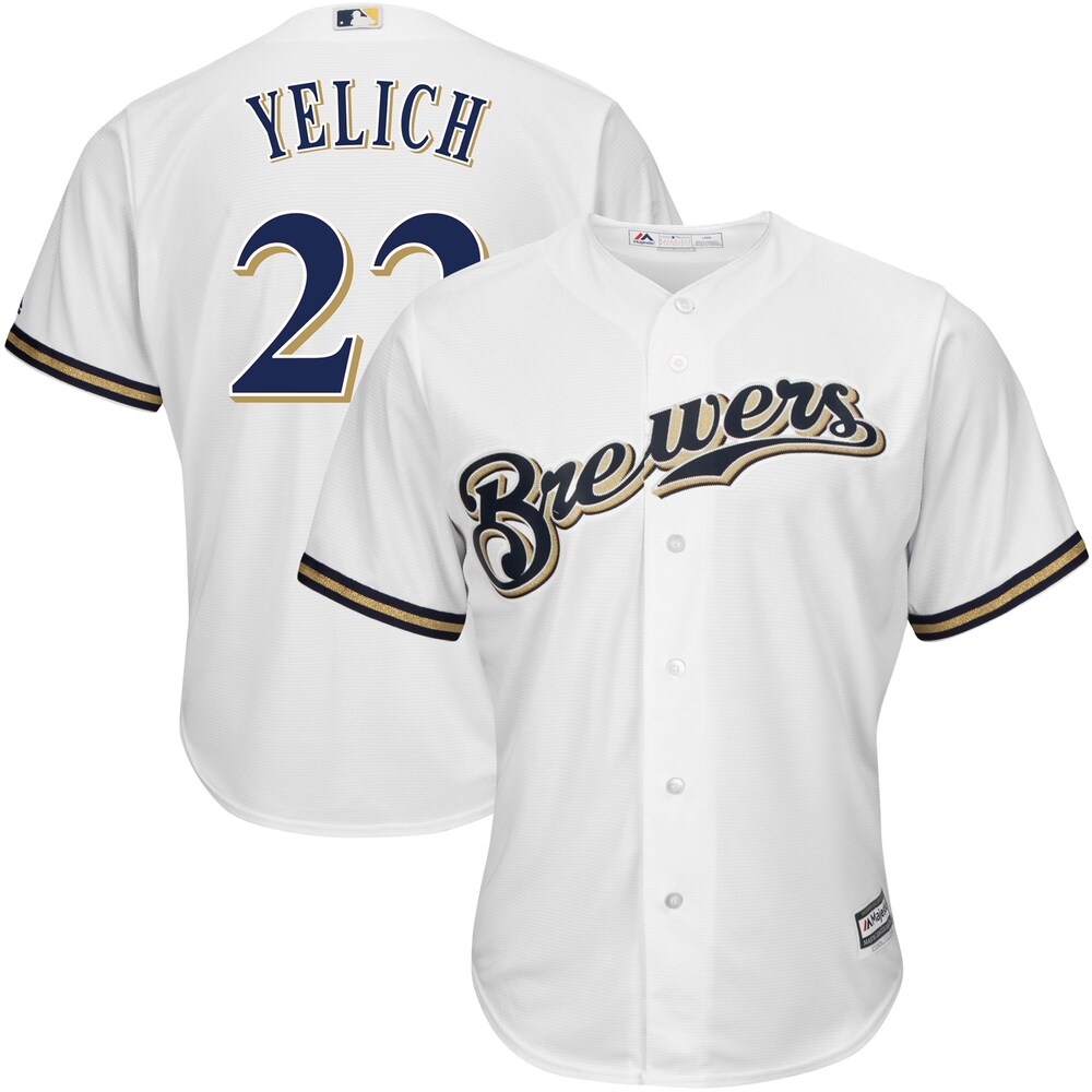 Christian Yelich Milwaukee Brewers Majestic Big & Tall Home Cool Base Player Jersey - White