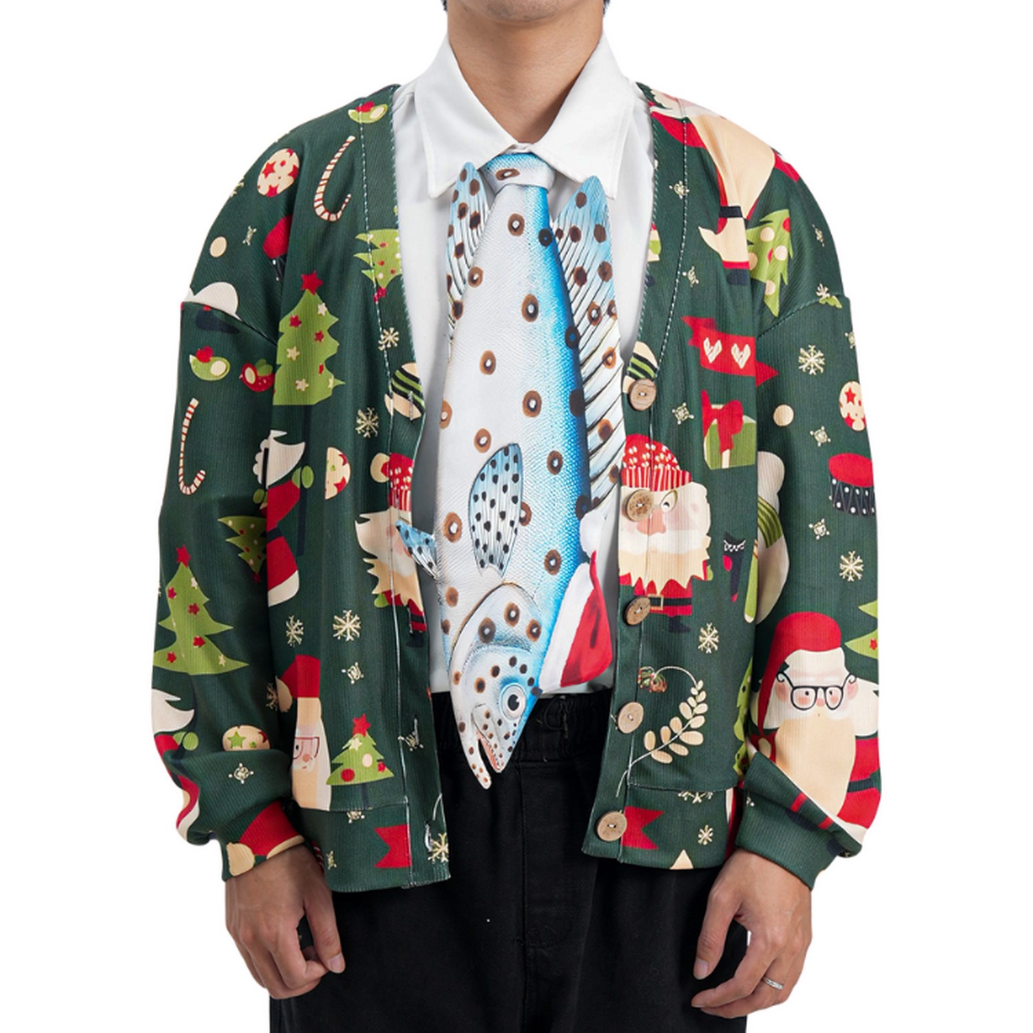 Christmas Blue Grouper Novelty Tie - Fish-Shaped Tie  - Holiday Gift - Tie Accessories