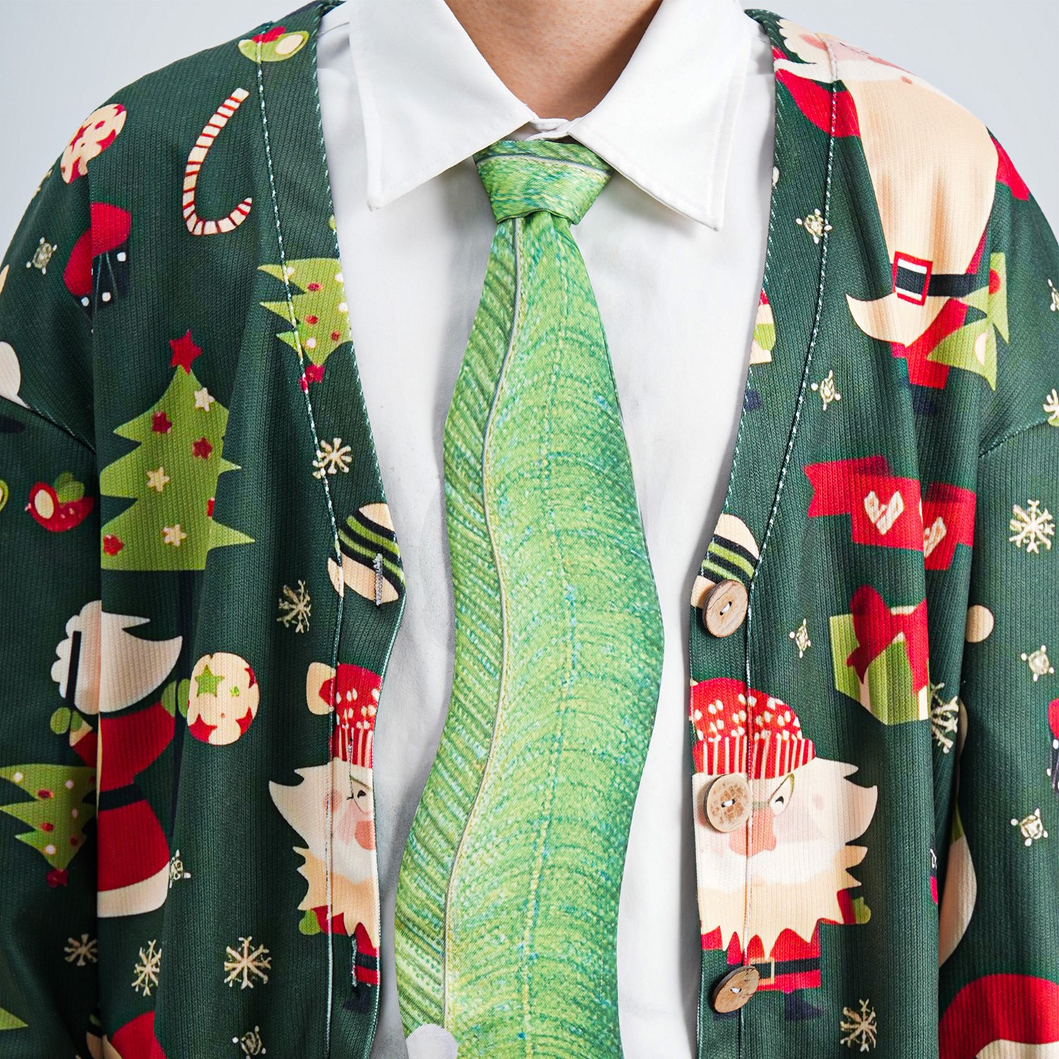 Christmas Novelty Fish-Shaped Tie - Green Eel/Sea Fish Design - Funny Gift for Men - Tie Accessories - Image 3