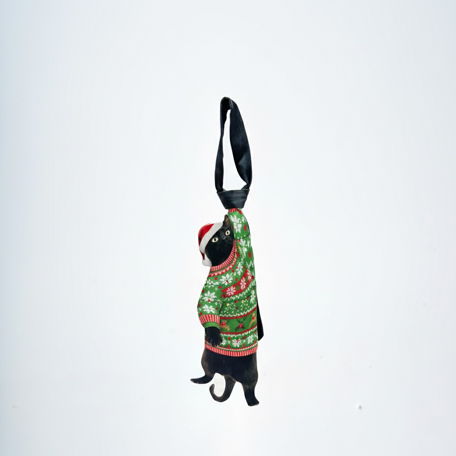 Alternative view of Christmas Novelty Noel Cat - Shaped Tie - Noel Cat Design In Taffeta Silk  - Funny Gift for Men - Tie Accessories