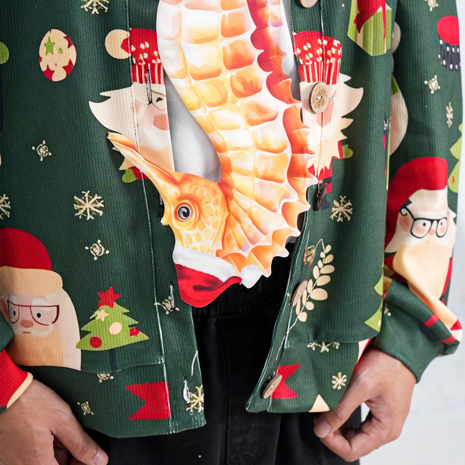 Christmas Novelty Seahorse Tie - Orange Animals Shape Necktie - Funny Holiday Gift for Men - Image 5