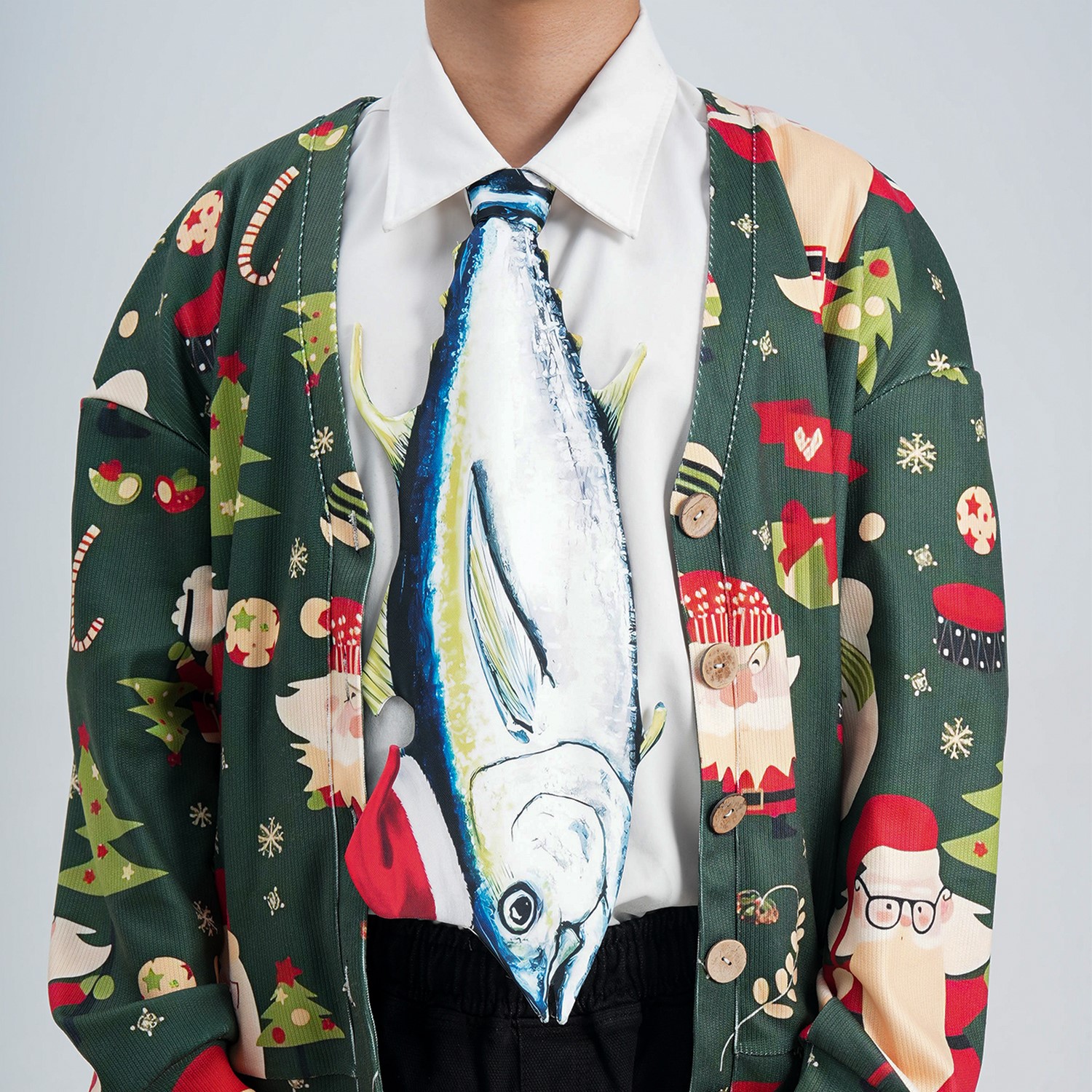 Christmas Novelty Tuna Tie - Animals Fish Shape in Taffeta Silk - Funny Holiday Gift for Men - Image 6