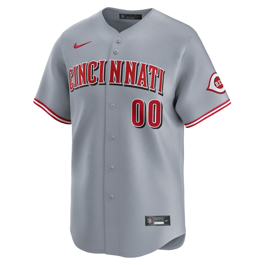 Alternative view of Cincinnati Reds Away Limited Custom Men Baseball Jersey - Gray