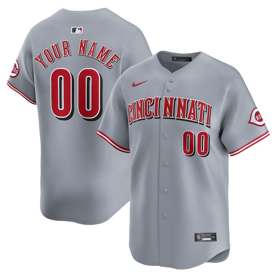Cincinnati Reds Away Limited Custom Men Baseball Jersey - Gray