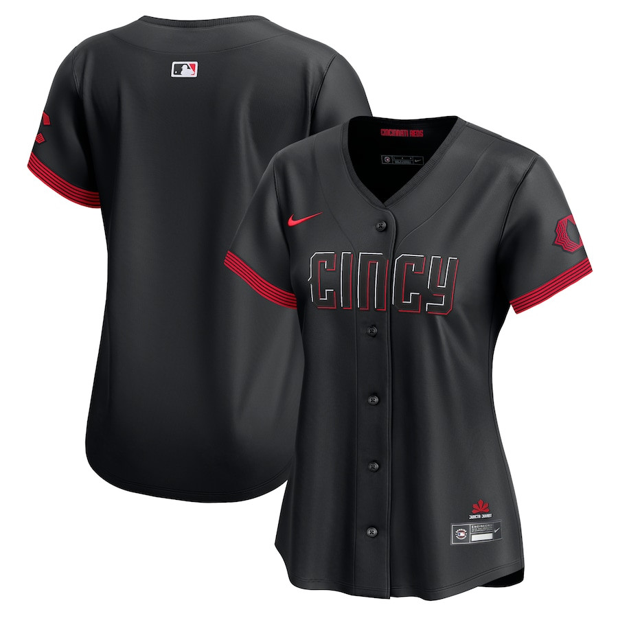 Cincinnati Reds City Connect Women Baseball Jersey - Black