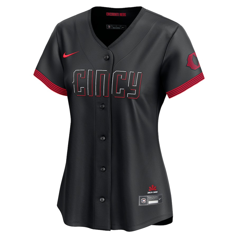 Alternative view of Cincinnati Reds City Connect Women Baseball Jersey - Black