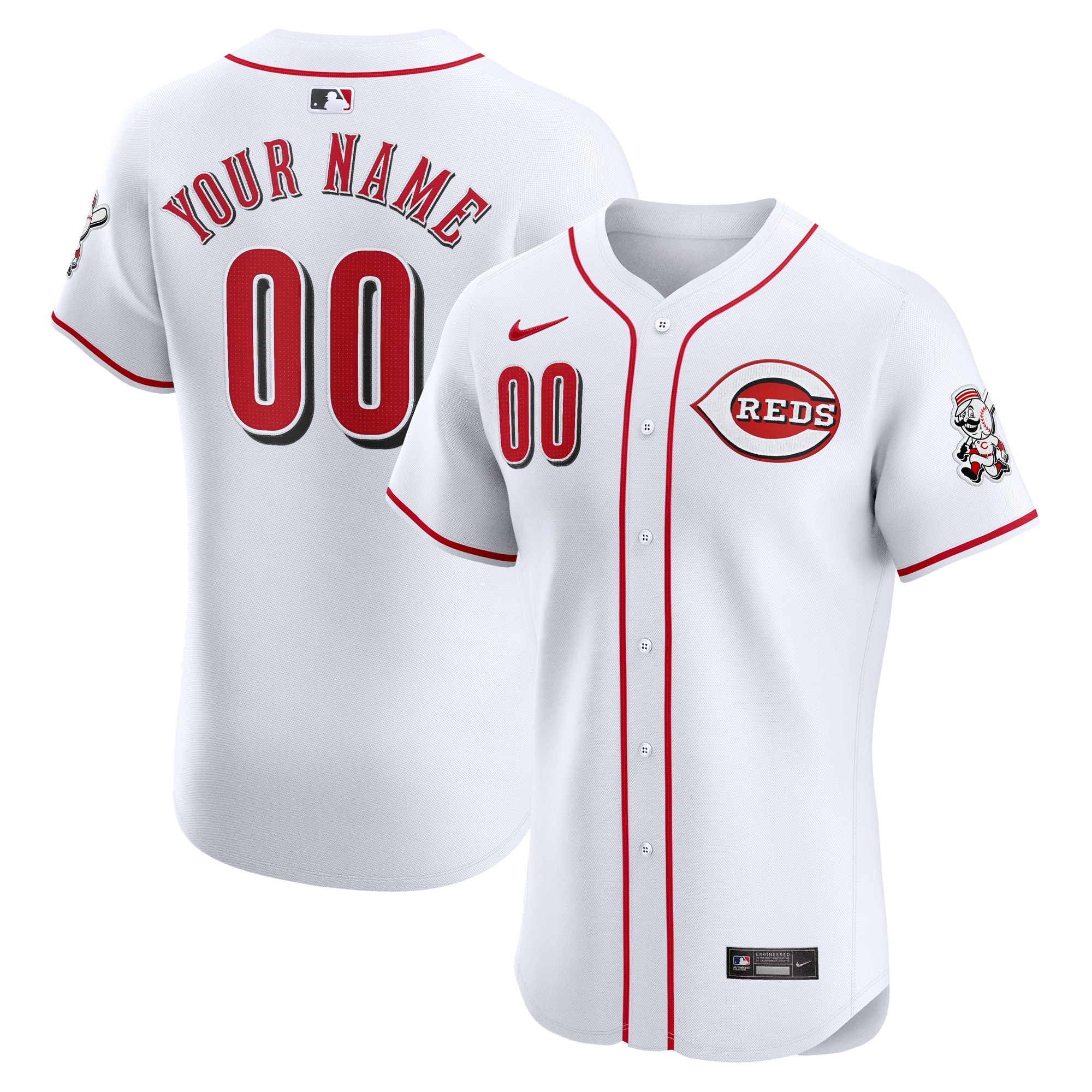 Cincinnati Reds Home Elite Custom Baseball Jersey - White