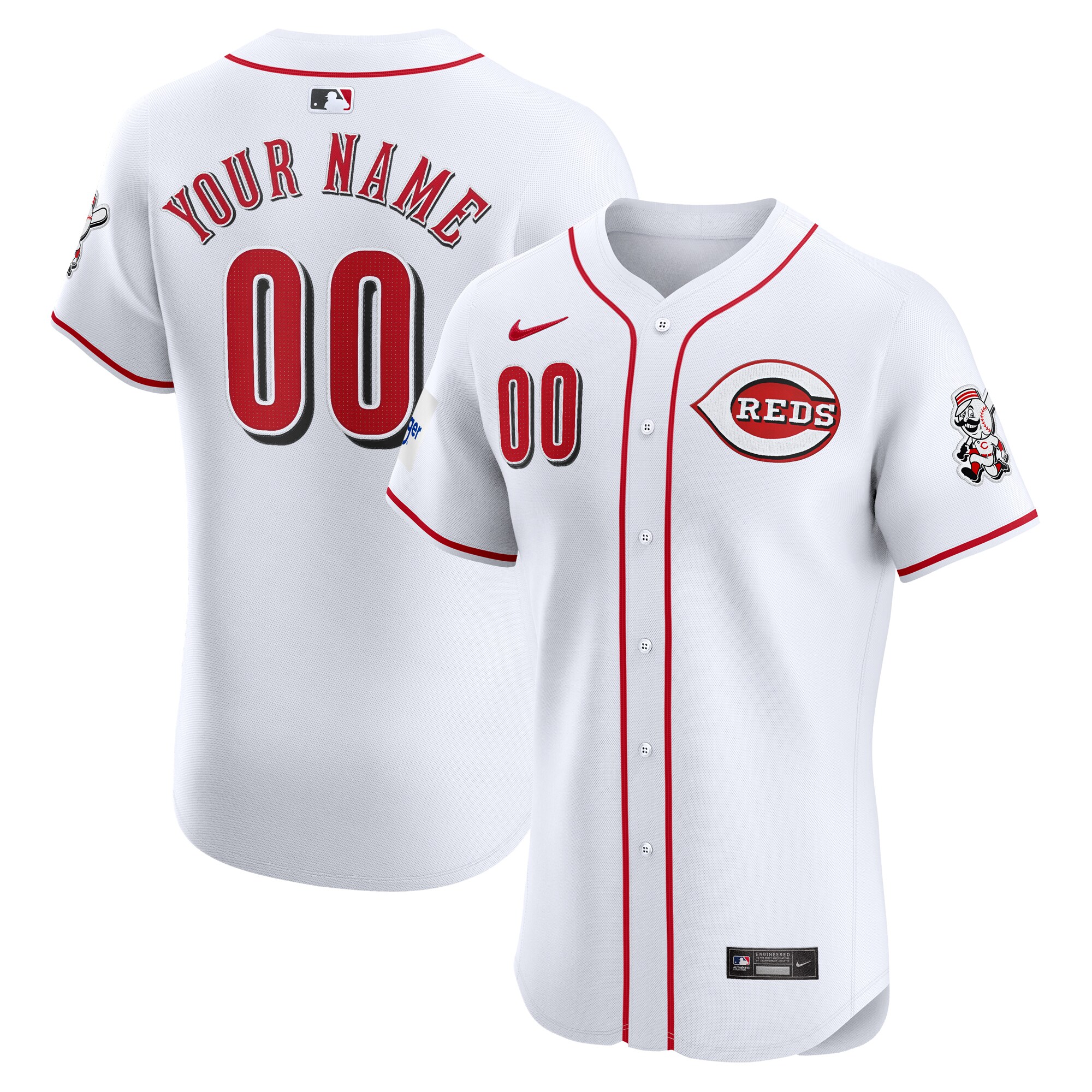 Cincinnati Reds Home Elite Custom Patch Baseball Jersey - White