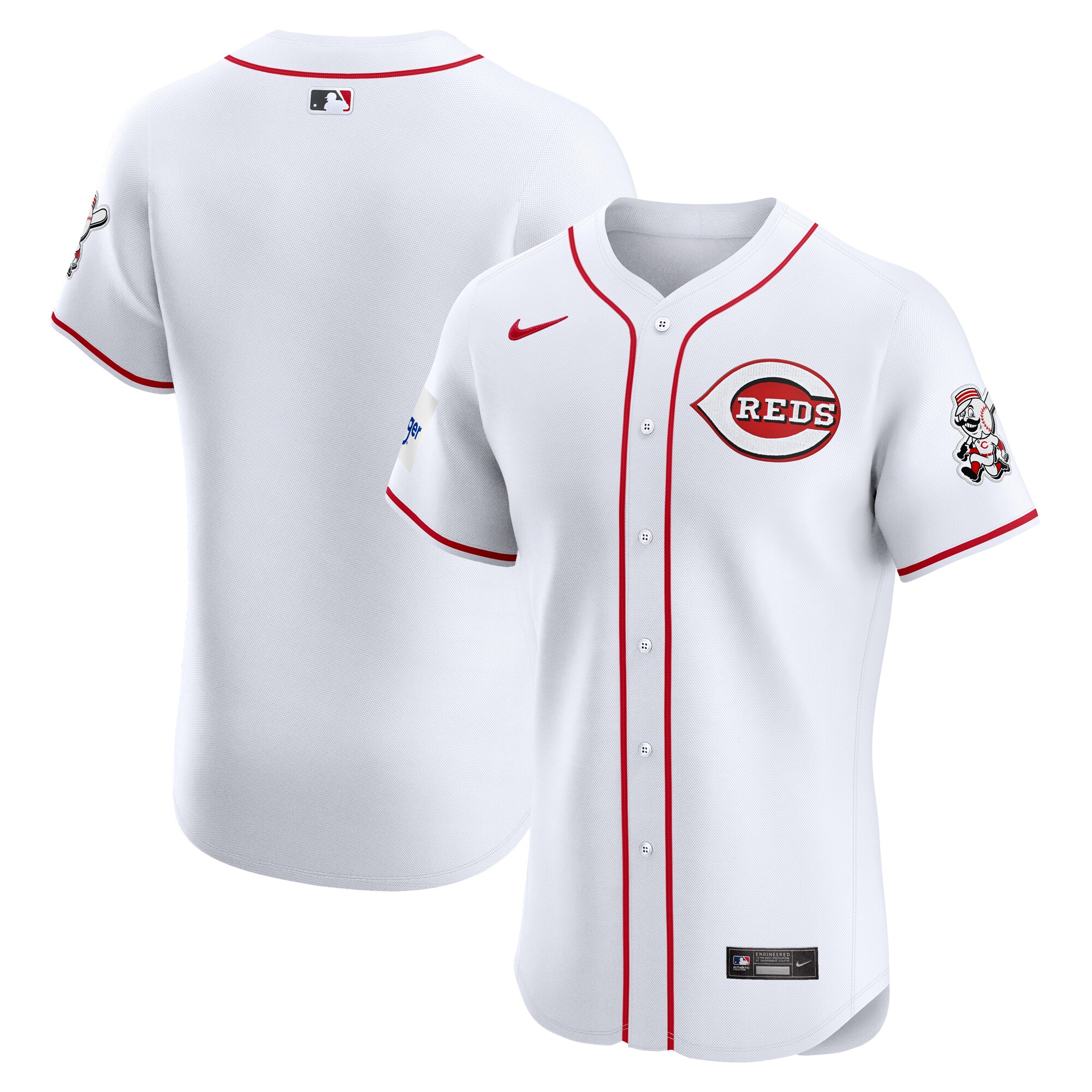 Cincinnati Reds Home Elite Patch Baseball Jersey - White
