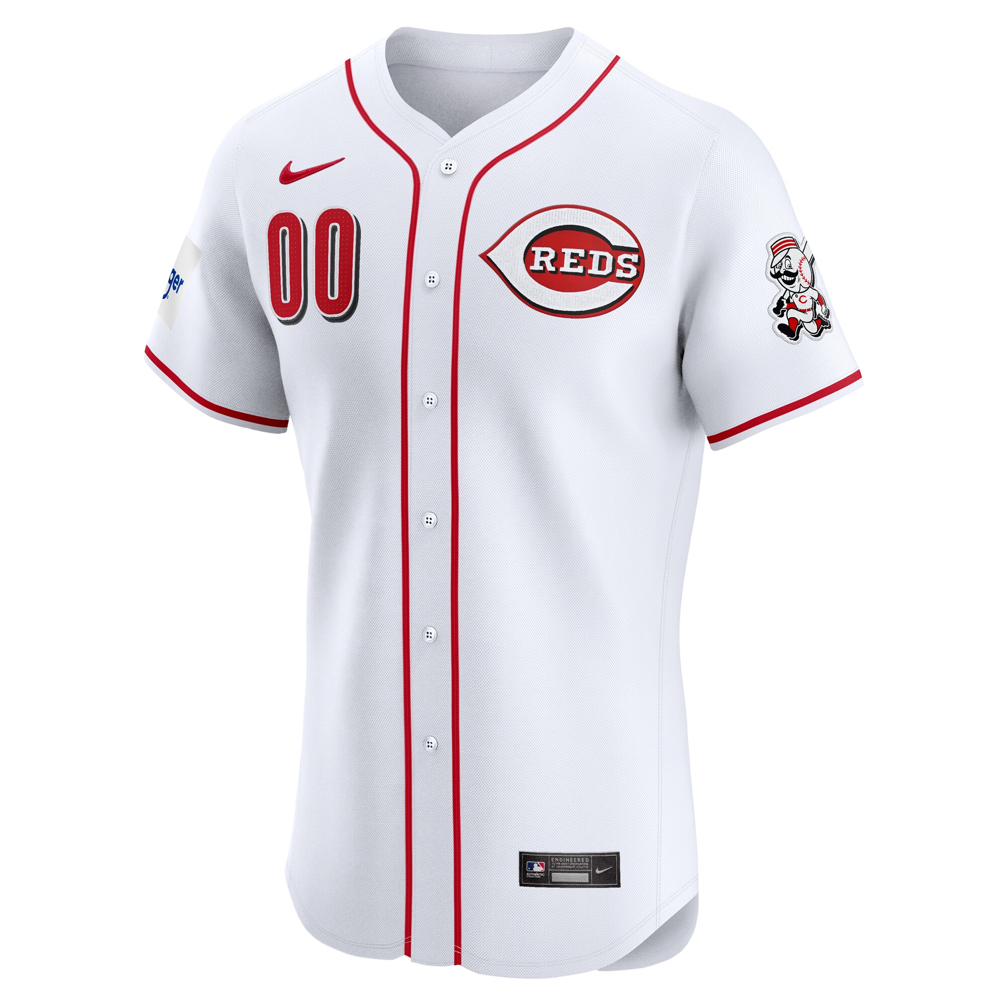 Alternative view of Cincinnati Reds Home Elite Pick-a-player Retired Roster Patch Baseball Jersey - White