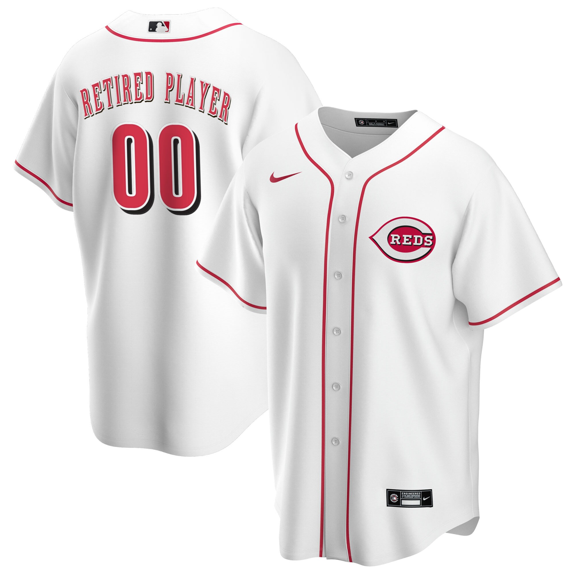 Alternative view of Cincinnati Reds Home Pick-a-player Retired Roster Replica Jersey – White