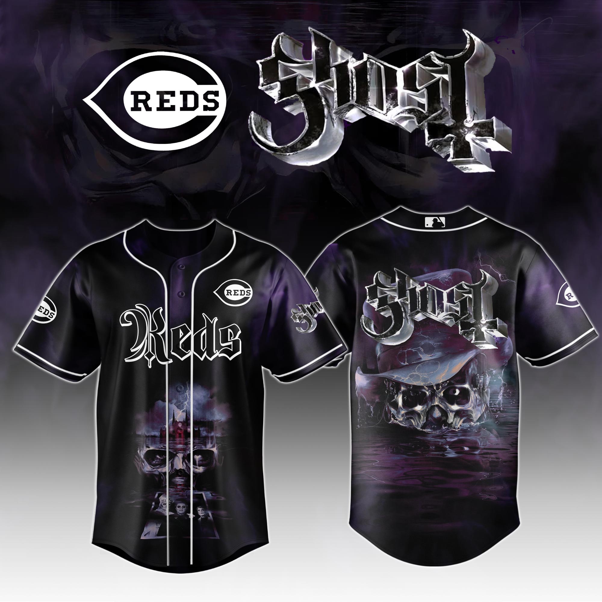 Cincinnati Reds Mlb X Ghost Night Show Baseball Jersey