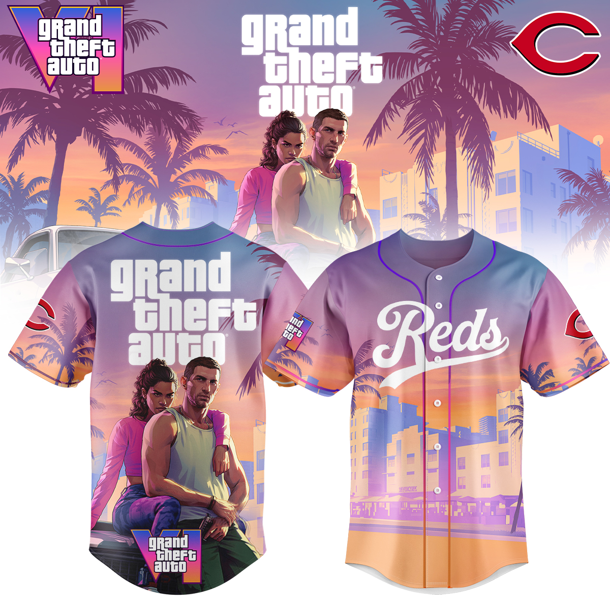 Cincinnati Reds Mlb X Grand Theft Auto Baseball Jersey