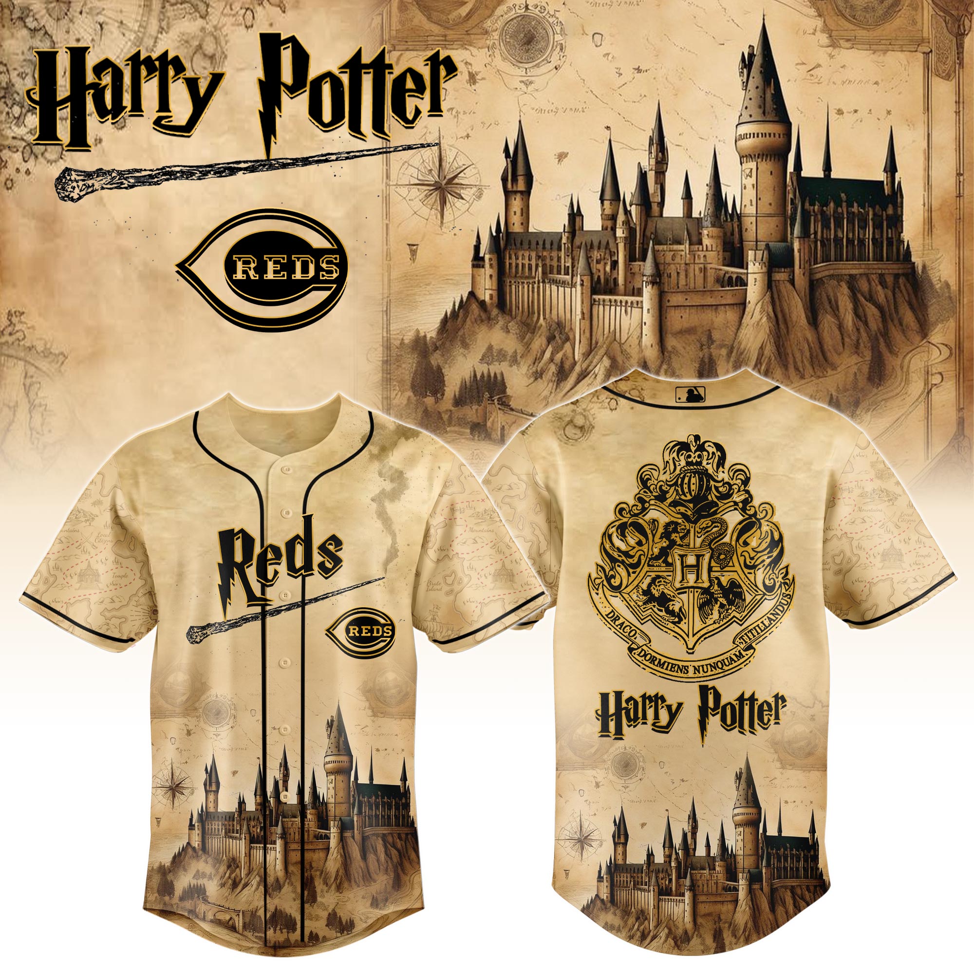 Cincinnati Reds Mlb X Harry Potter Magic On The Mound Baseball Jersey