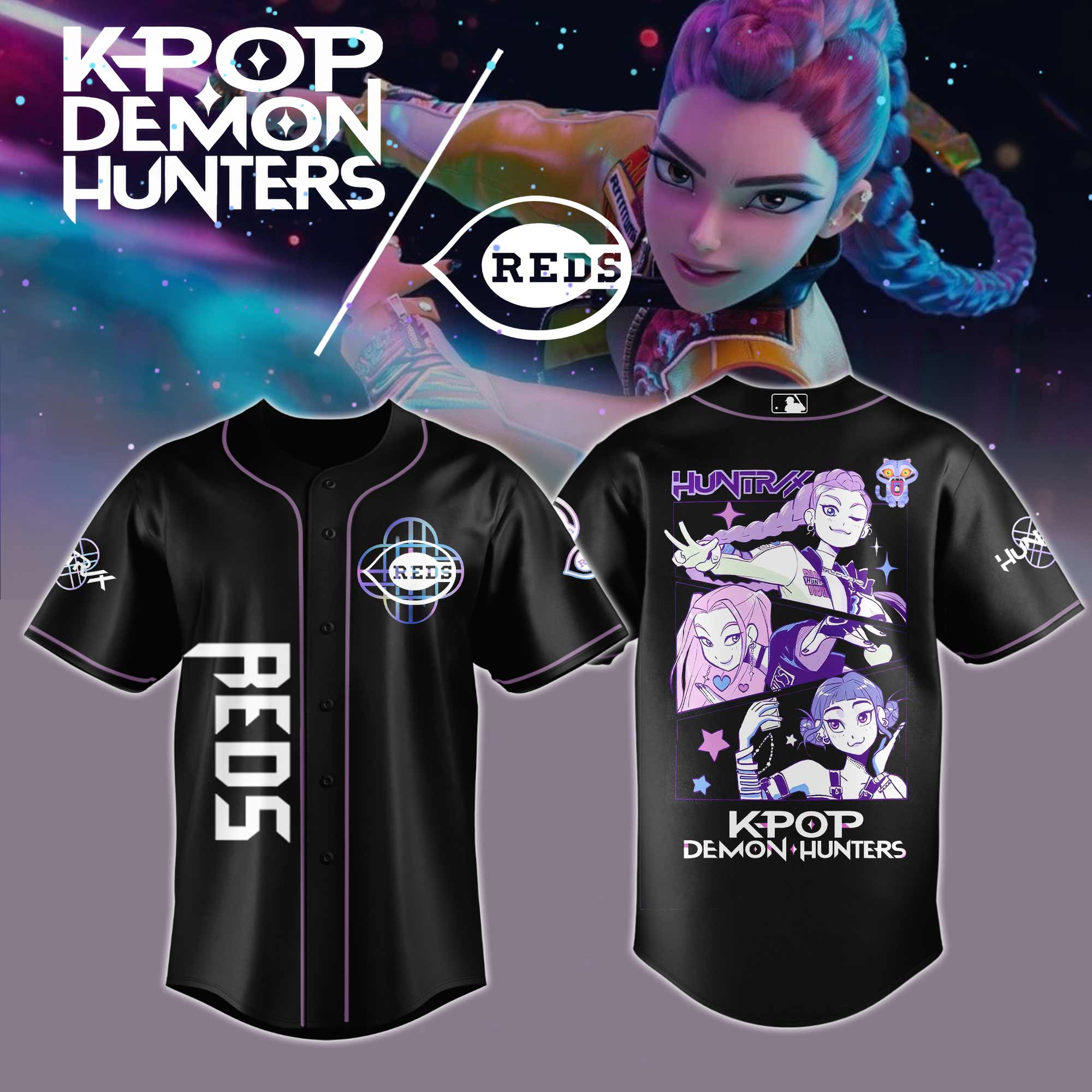 Cincinnati Reds Mlb X Kpop Demon Hunters Baseball Jersey