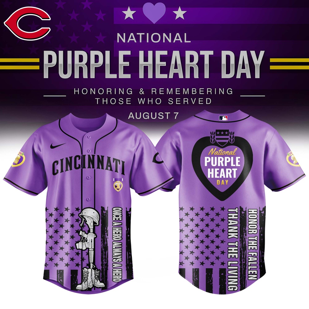 Cincinnati Reds Mlb X Usa Purple Heart Day Baseball Jersey