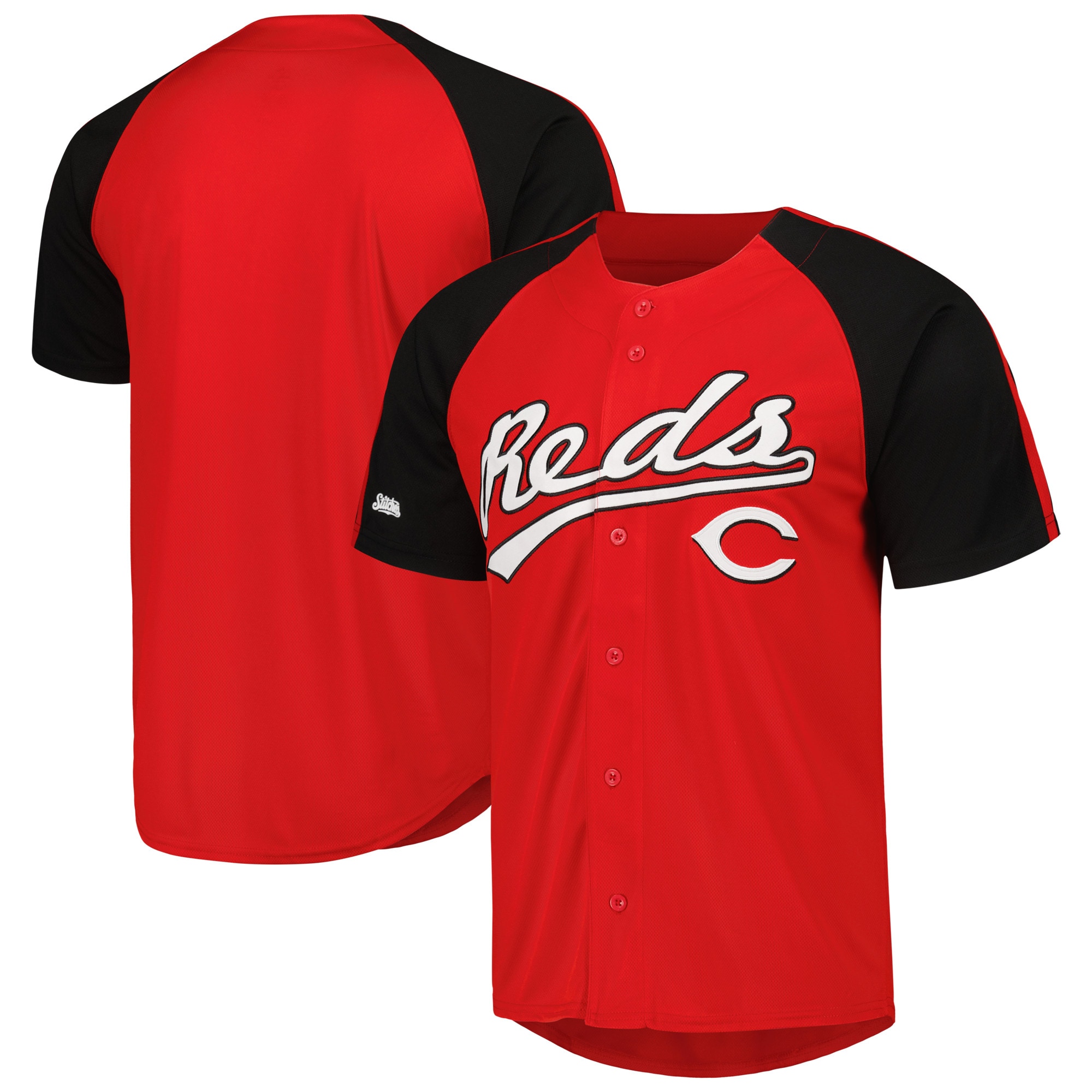 Cincinnati Reds Stitches Button-down Raglan Fashion Jersey – Red