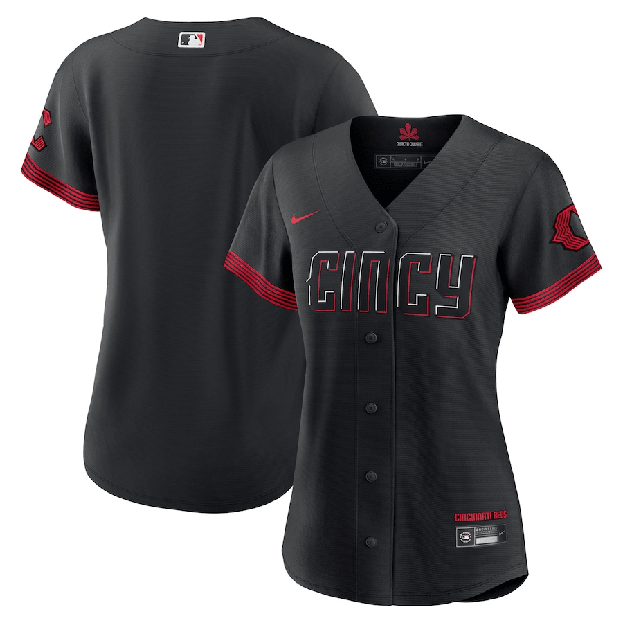 Cincinnati Reds Women 2023 City Connect Baseball Jersey - Black