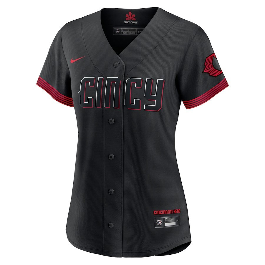 Alternative view of Cincinnati Reds Women's 2023 City Connect Baseball Jersey - Black