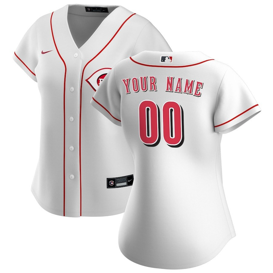 Cincinnati Reds Women's Home Custom Baseball Jersey - White