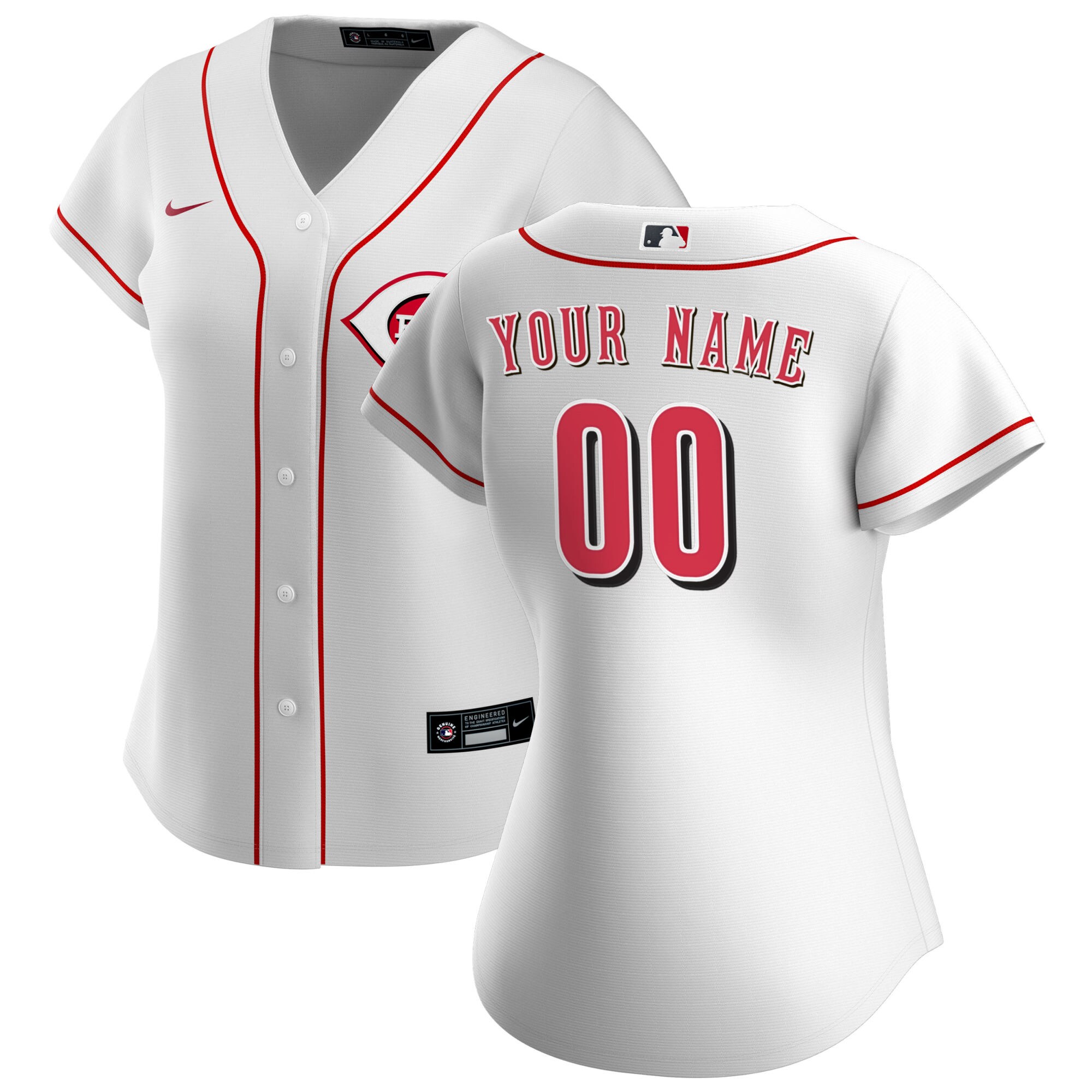 Cincinnati Reds Women's Home Replica Custom Baseball Jersey - White