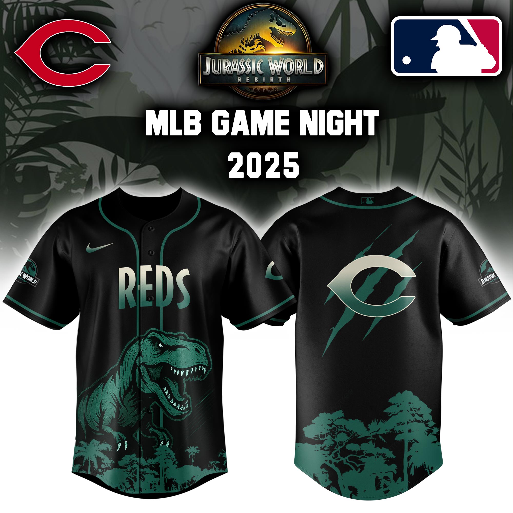 Cincinnati Reds X Mlb Jurassic World Baseball Jersey