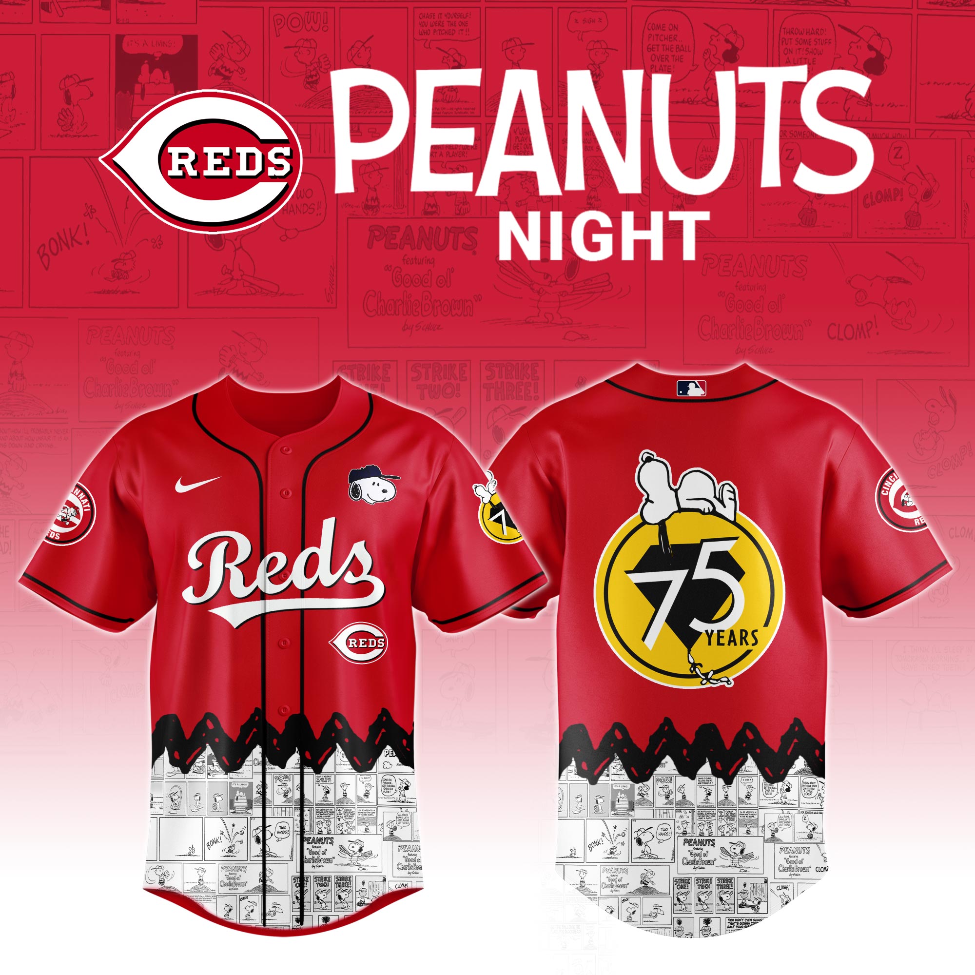 Cincinnati Reds X Peanuts Night Jersey 2025