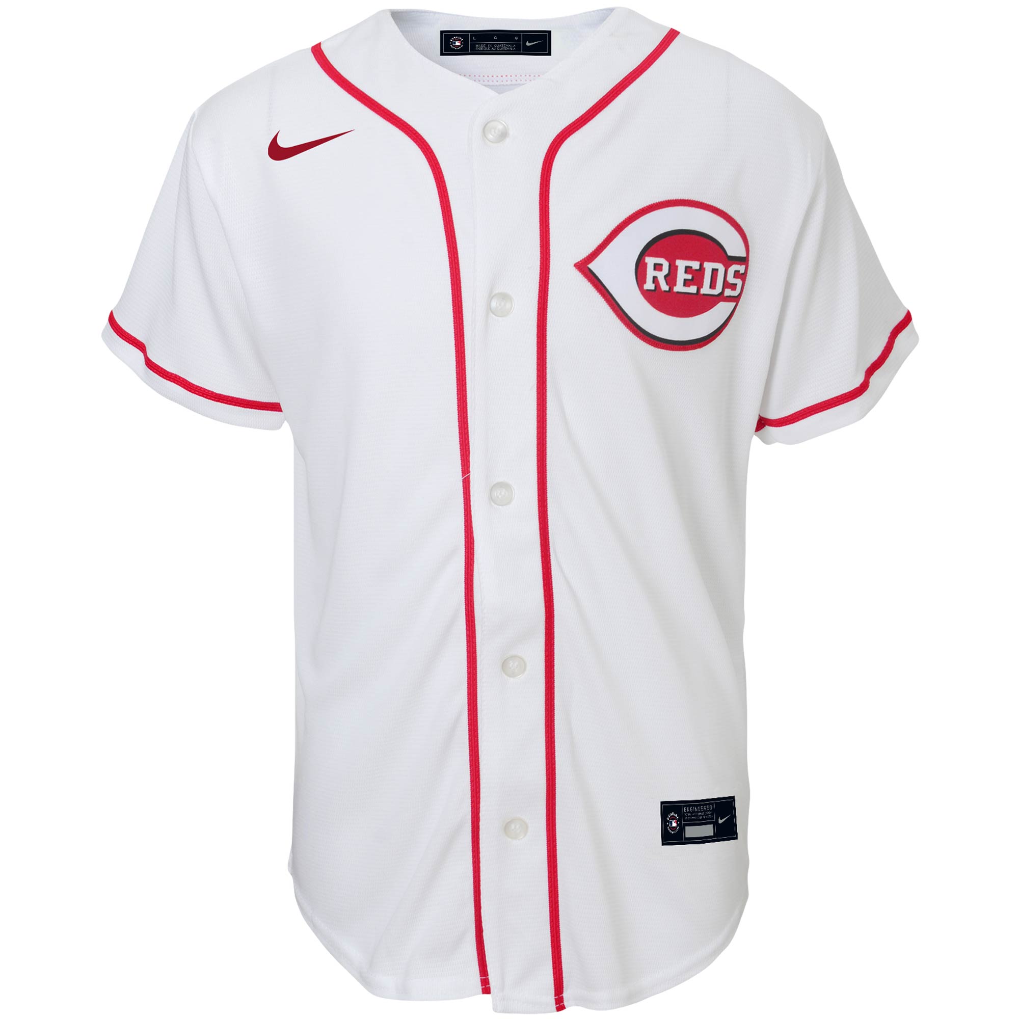 Alternative view of Cincinnati Reds Youth Home Replica Team Baseball Jersey - White