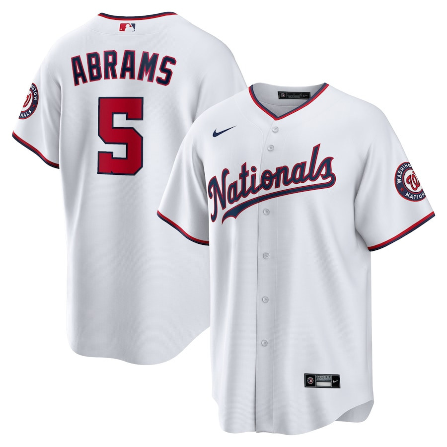 C.J. Abrams 5 Washington Nationals Home Men Jersey - White - JS300 