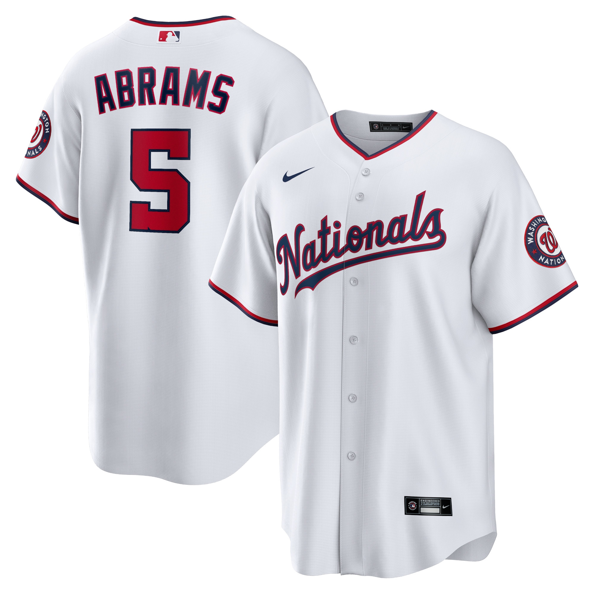 C.j. Abrams Washington Nationals Home Replica Jersey - White
