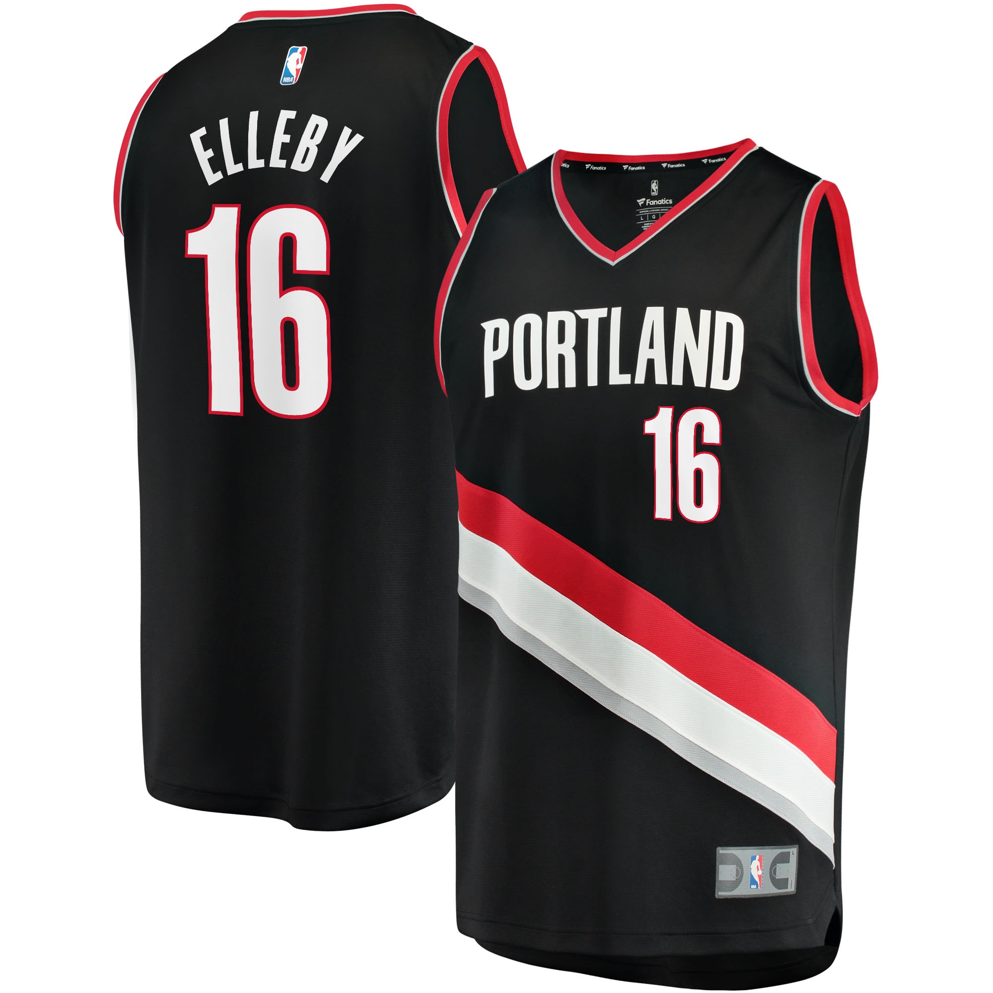 Alternative view of Cj Elleby Portland Trail Blazers Fanatics Branded 2021/22 Fast Break Replica Basketball Jersey - Icon Edition - Black