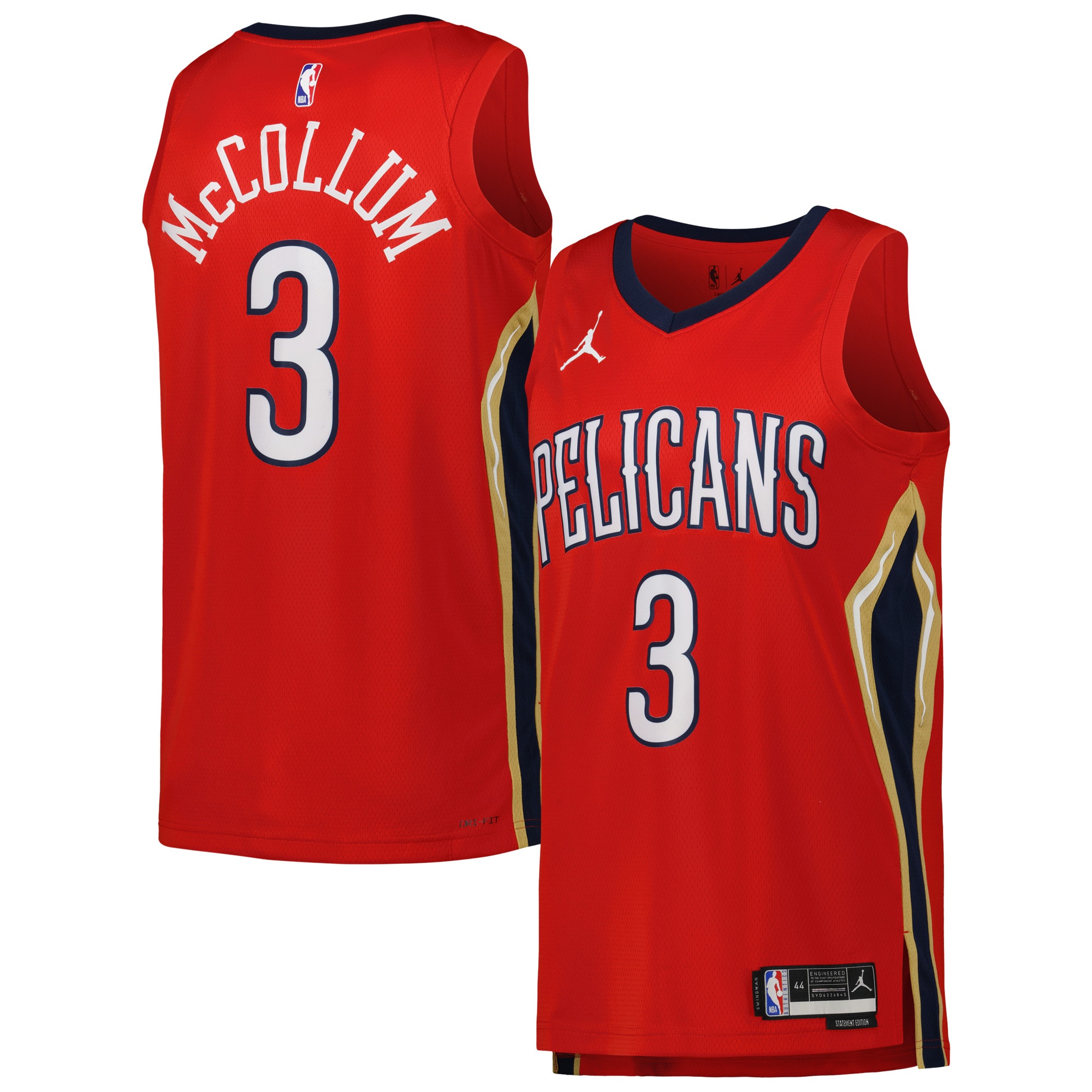 Cj Mccollum 2022/23 New Orleans Pelicans Jordan Brand Unisex Swingman Basketball Jersey - Statement Edition - Red