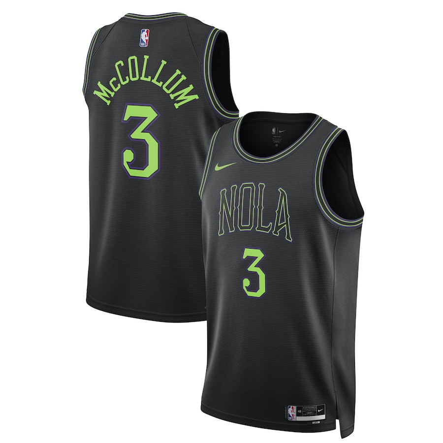 CJ McCollum 3 New Orleans Pelicans 2023/24 Swingman Basketball Jersey - City Edition - Unisex Black - JS395 
