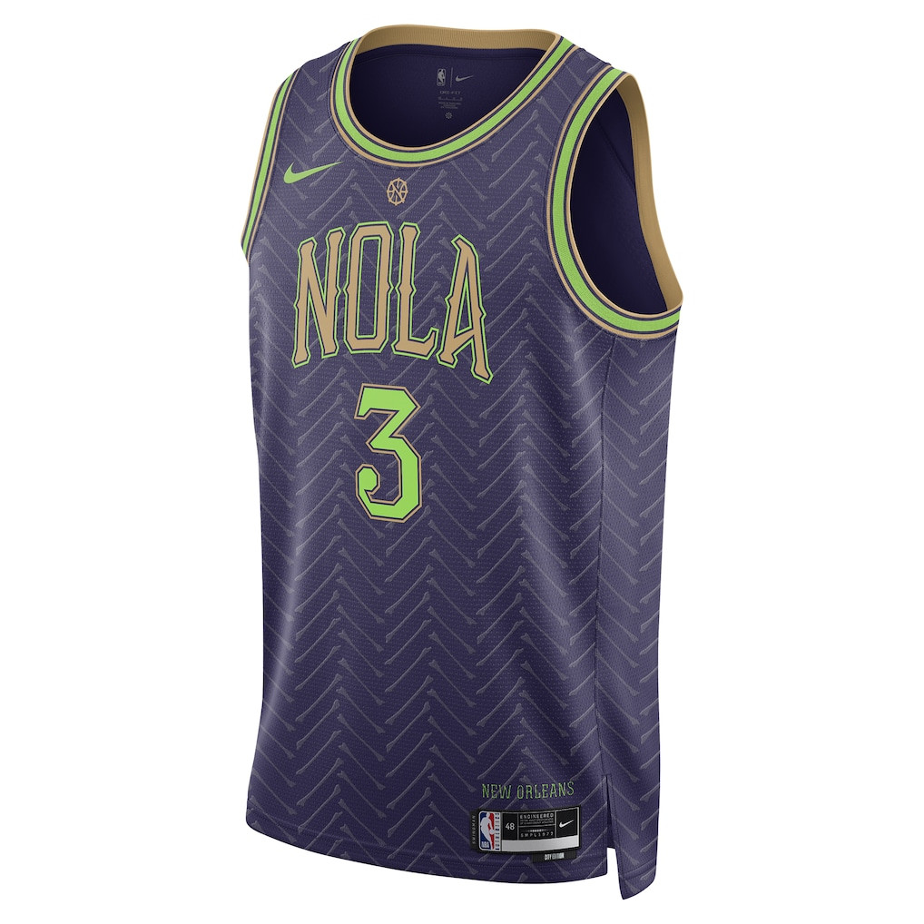 Alternative view of CJ McCollum 3 New Orleans Pelicans Unisex 2024/25 Swingman Player Basketball Jersey - City Edition - Purple - JS137 