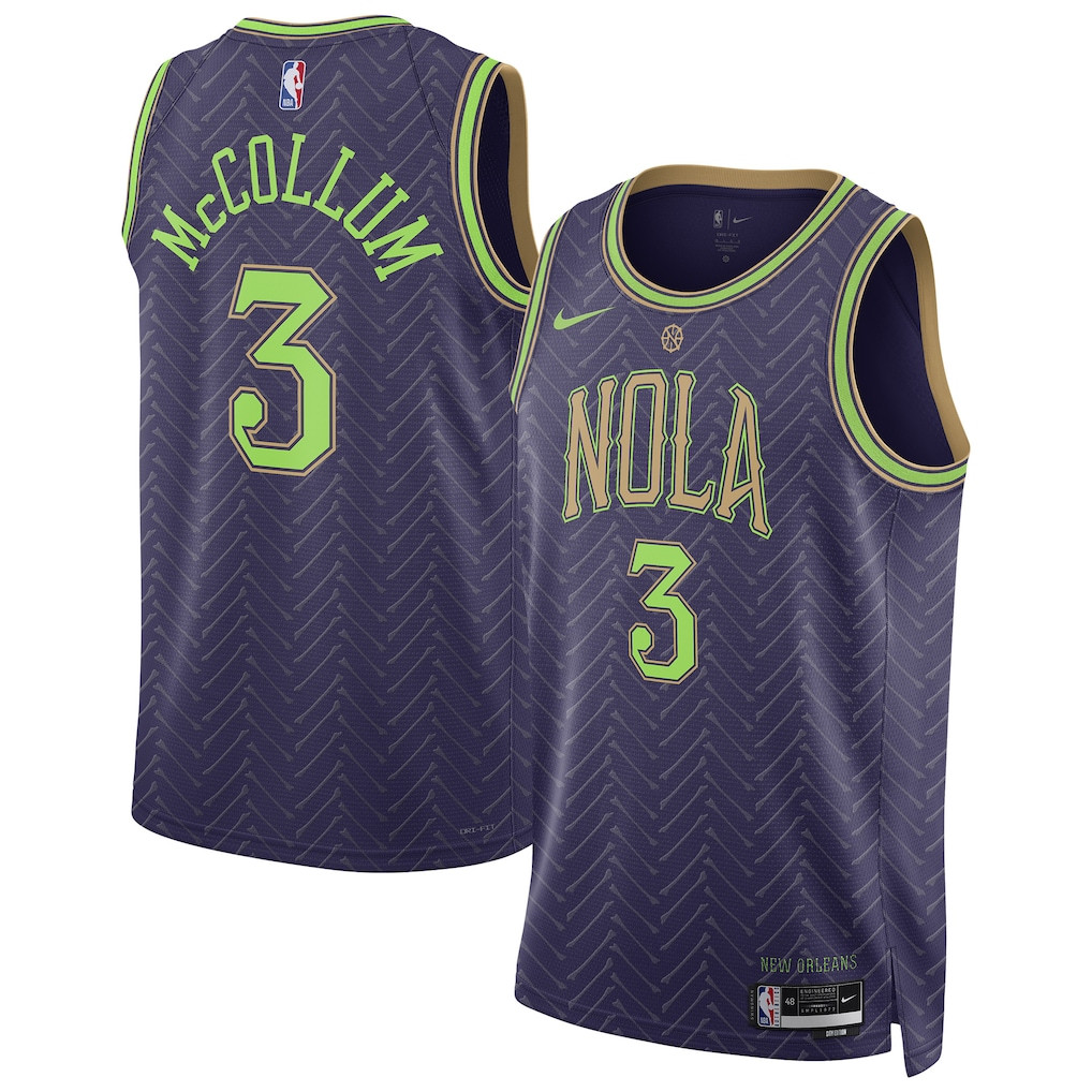 CJ McCollum 3 New Orleans Pelicans Unisex 2024/25 Swingman Player Basketball Jersey - City Edition - Purple - JS137 
