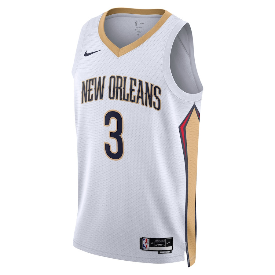 Alternative view of C.J. McCollum 3 New Orleans Pelicans Unisex Swingman Basketball Jersey - Association Edition - White - JS280 