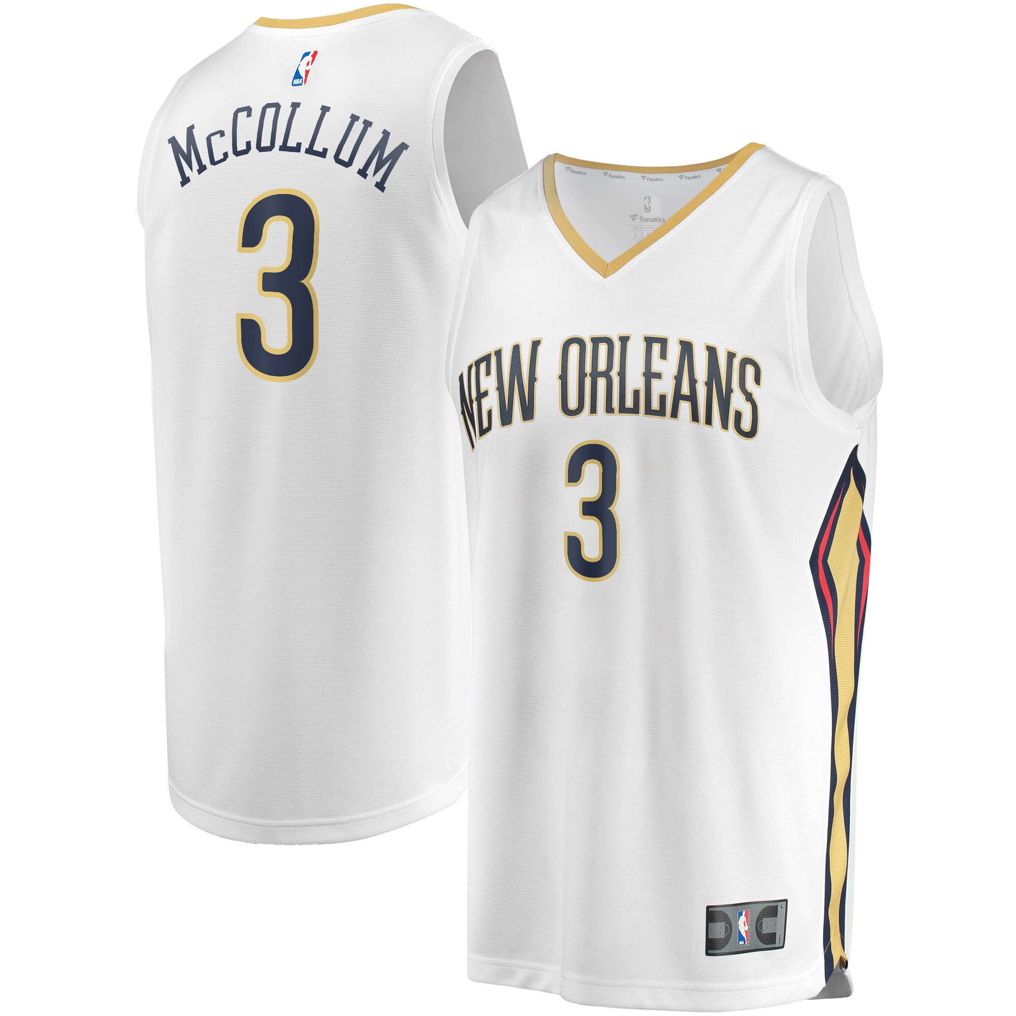 Alternative view of C.j. Mccollum New Orleans Pelicans Fanatics Branded Fast Break Replica Basketball Jersey - Association Edition - White