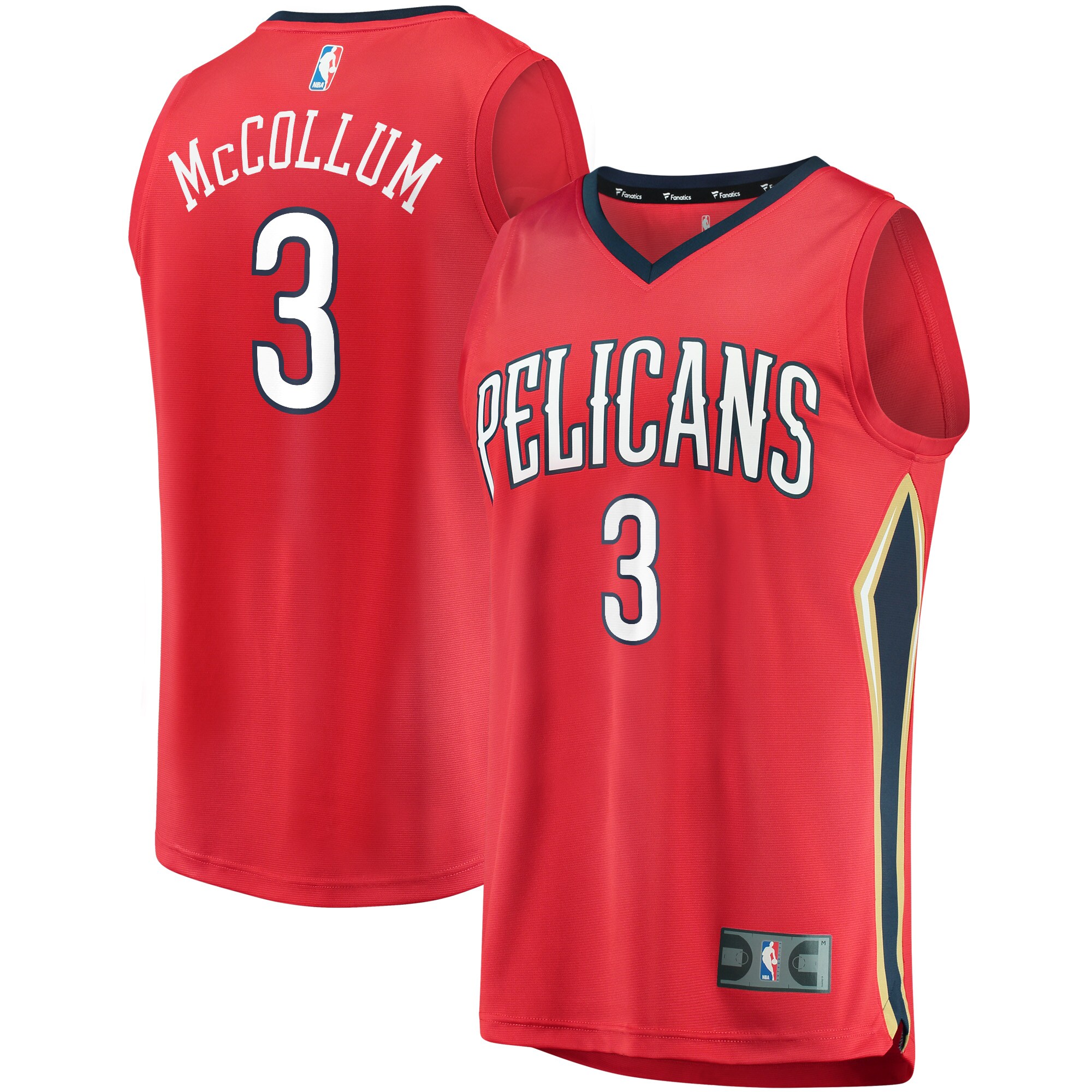 Alternative view of C.j. Mccollum New Orleans Pelicans Fanatics Branded Youth 2021/22 Fast Break Replica Player Basketball Jersey Red - Statement Edition