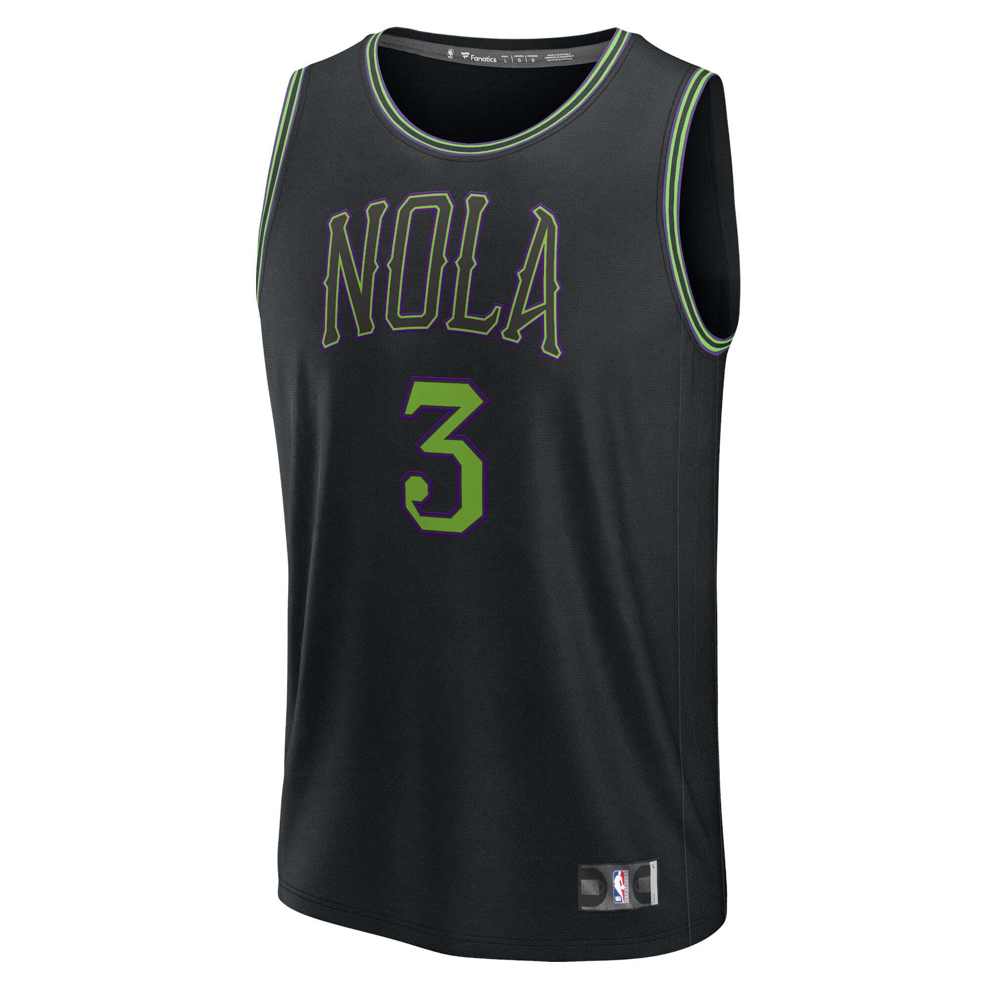 Alternative view of Cj Mccollum New Orleans Pelicans Fanatics Fast Break Basketball Jersey - Black - City Edition