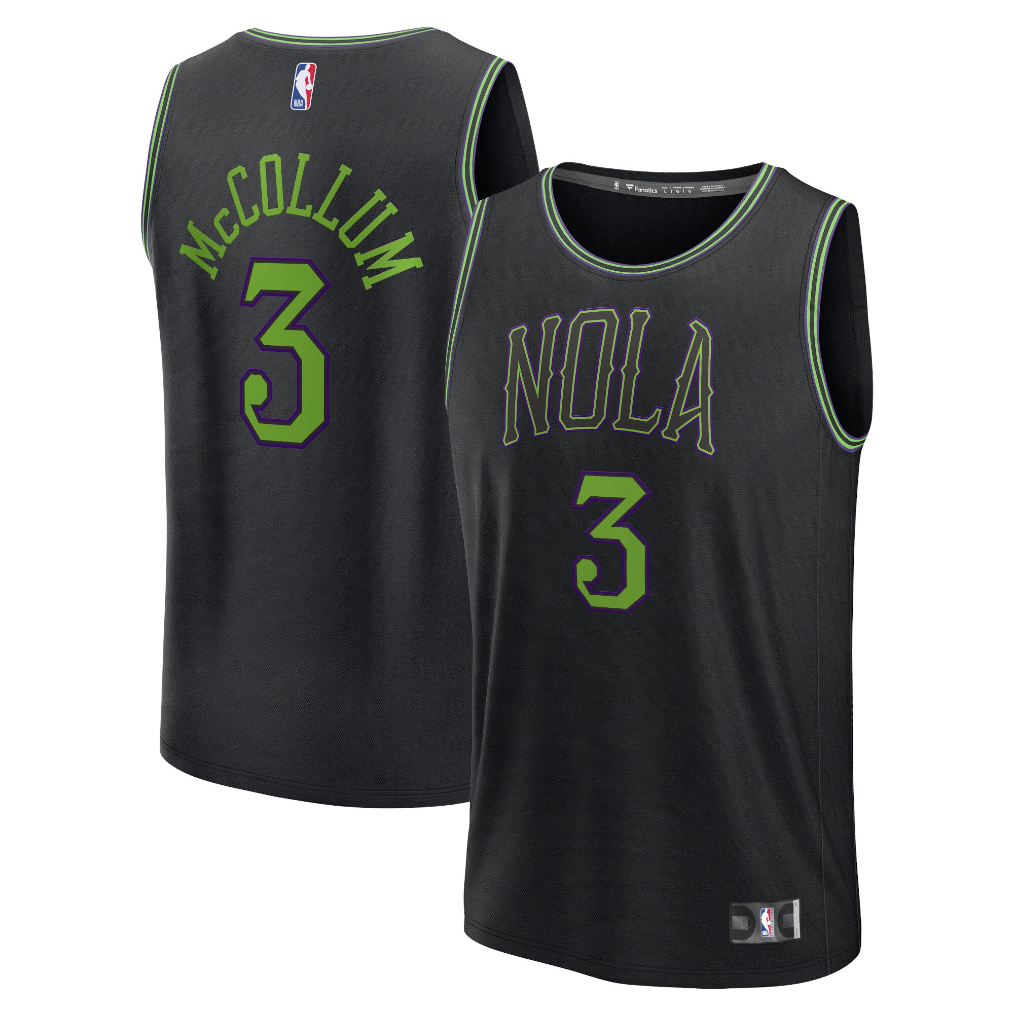 Cj Mccollum New Orleans Pelicans Fanatics Fast Break Basketball Jersey - Black - City Edition